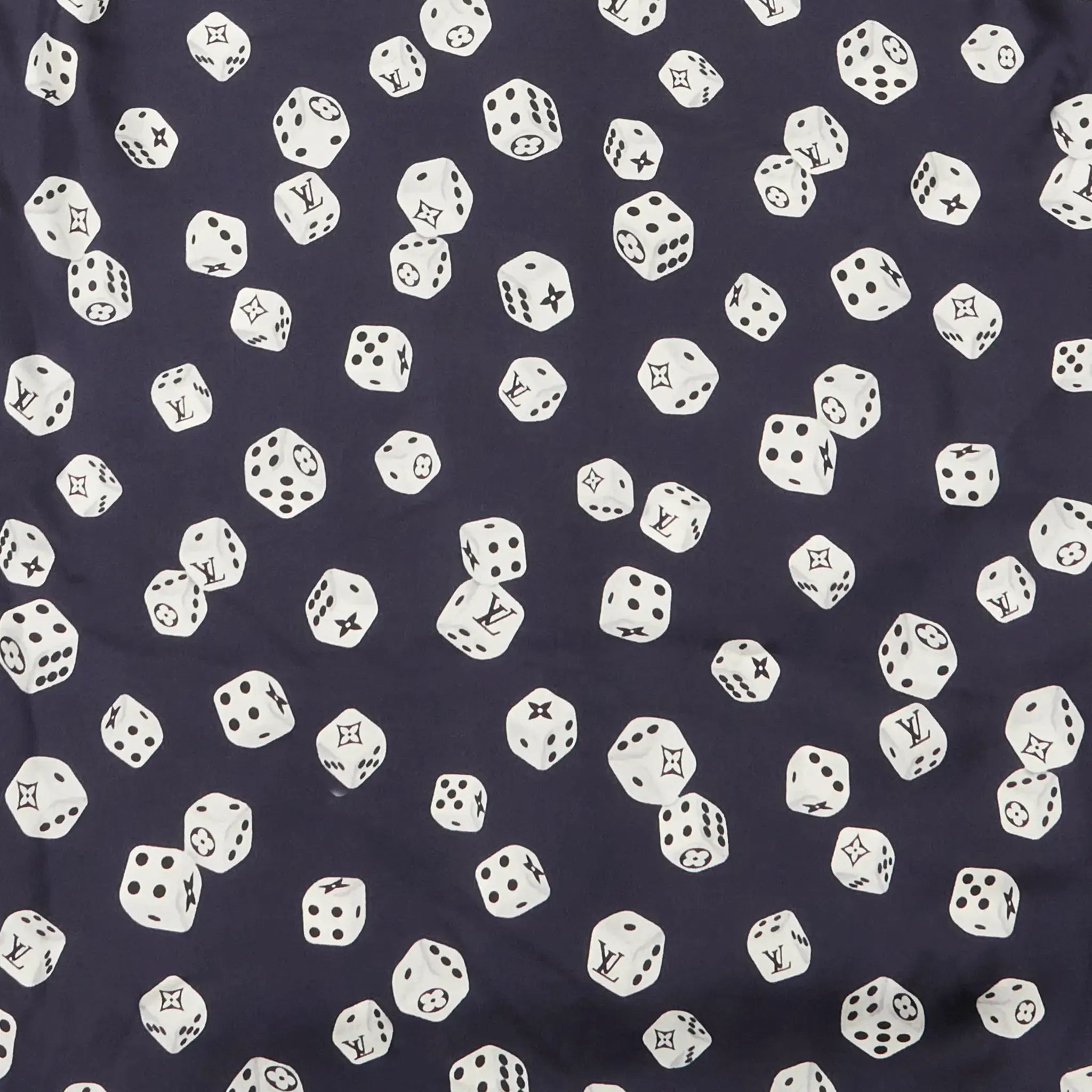 Louis Vuitton Navy Blue Silk Shirt with Dice Print - Luxury Designer Casual Wear for Men, Perfect for Parties, Date Nights & Upscale Events