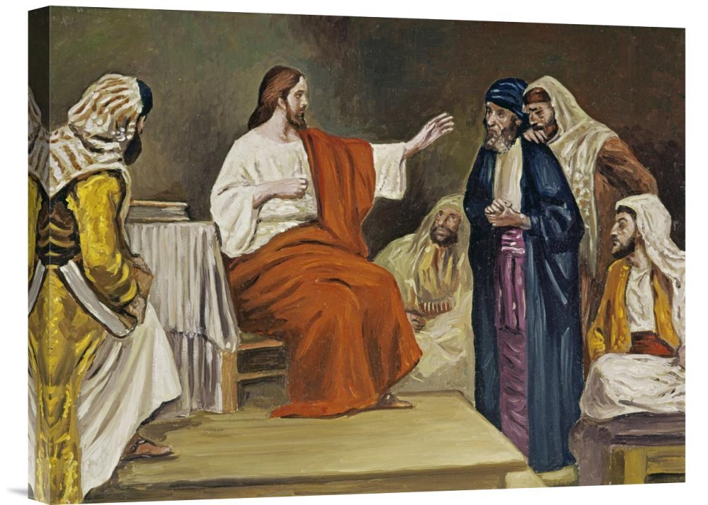 Robert Leinweber Jesus in The Synagogue Canvas Wall Art Print - Gallery Wrapped Giclee Reproduction - Religious Home Decor for Living Room, Church & Office
