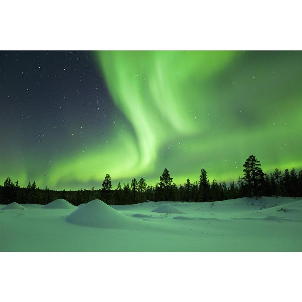 Pitaara Box Aurora Borealis Northern Lights Finland Canvas Painting - 27x18 Inch MDF Frame Wall Art for Living Room, Bedroom & Office Decor