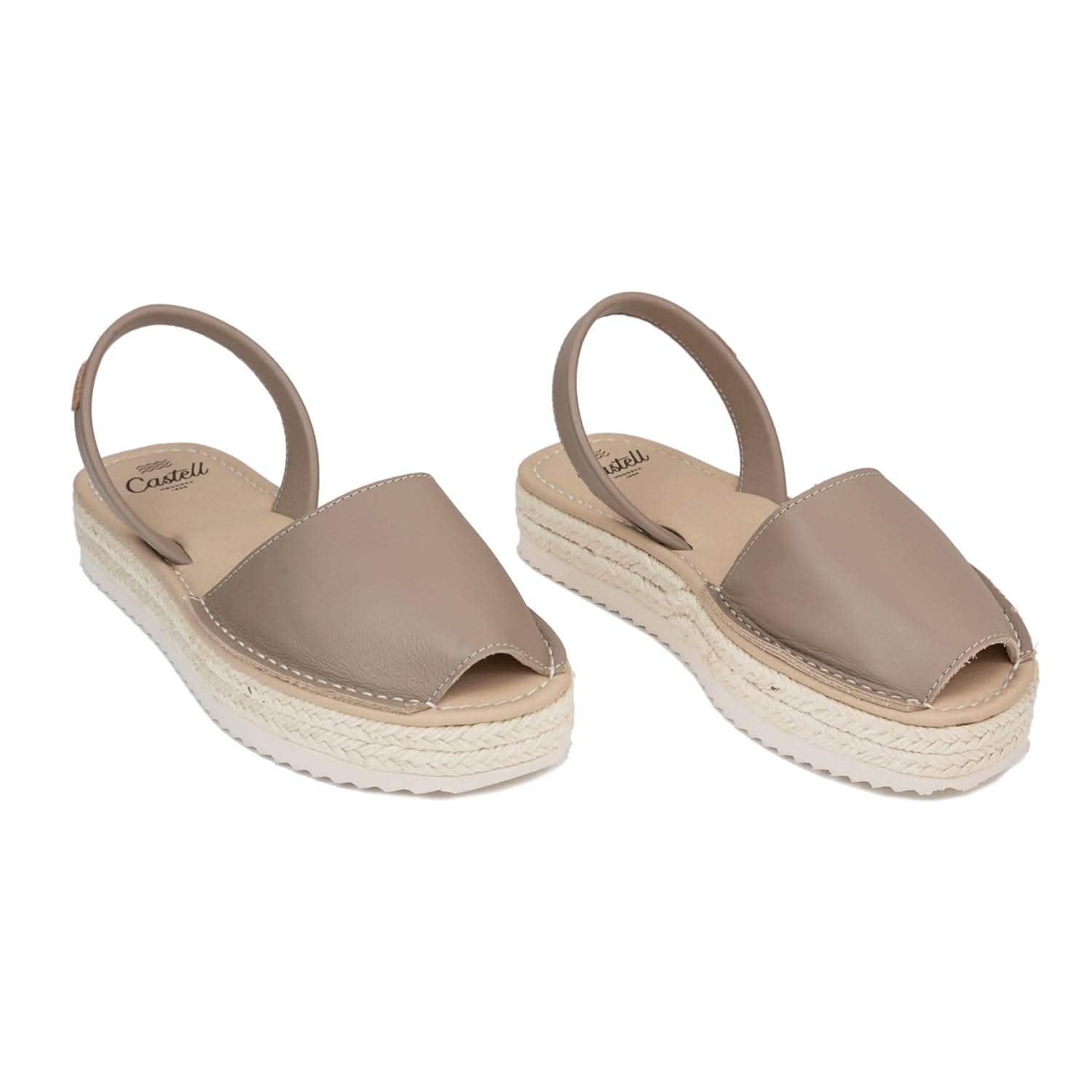 Stylish Platform Leather Menorcan Espadrilles for Women - Double Yute 2283 2 Ciervo | Comfortable Summer Sandals for Beach, Vacation & Casual Outings