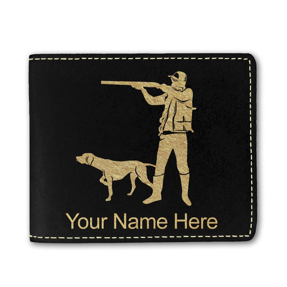 Personalized Engraved Faux Leather Wallet - Custom Hunter with Dog Design for Men & Women | Perfect Gift for Outdoorsmen, Hunters & Pet Lovers (Hunting, Camping, Outdoor Adventures)