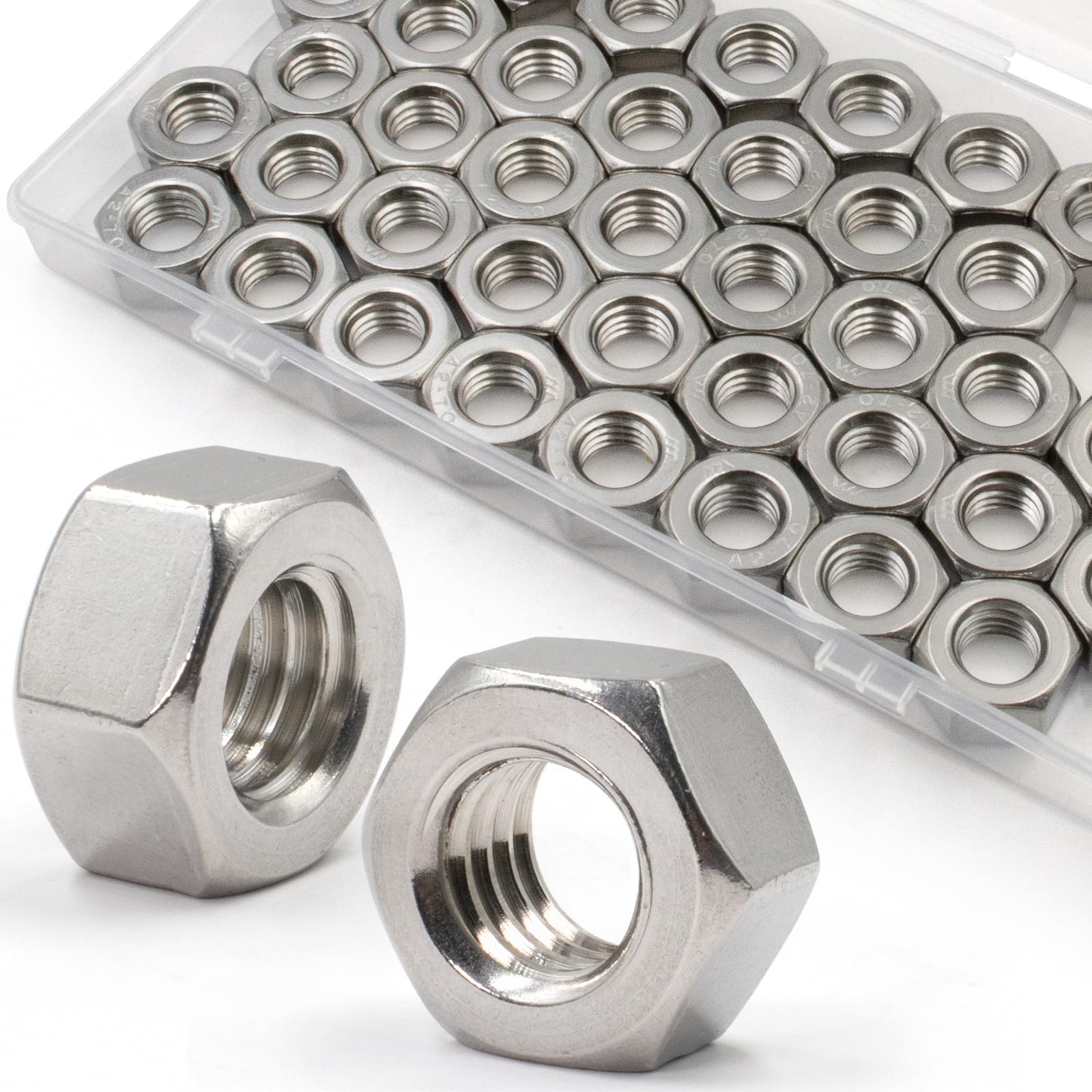 ZQZ M10-1.5mm Hex Nuts 40 Pack - 304 (A2-70) Stainless Steel Metric Coarse Thread Hardware Nuts - Ideal for Automotive, Machinery & DIY Projects