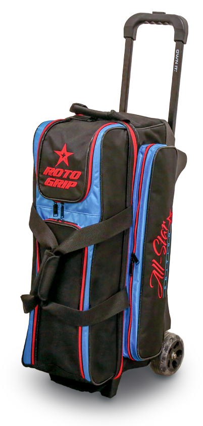 Roto Grip 3 Ball Roller All Star Edition Competitor Bowling Bag - Black/Red/Blue - Perfect for Pro Bowlers & League Play - Durable Tournament Gear for Bowling Enthusiasts