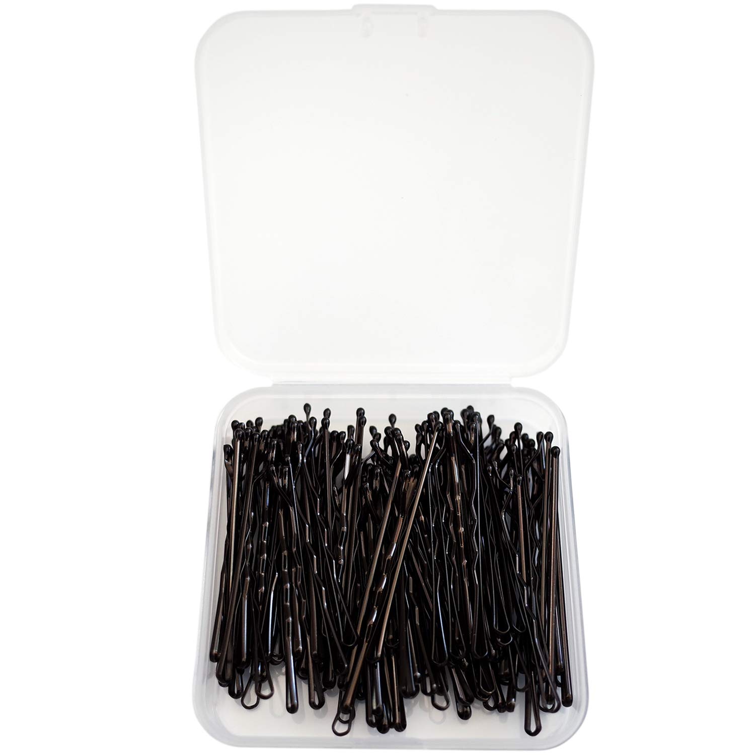 100 Count Bulk Black Bobby Pins for Hair - Secure Hair Styling Essentials in Plastic Case Box | Perfect for Updos, Braids & Everyday Hair Accessories