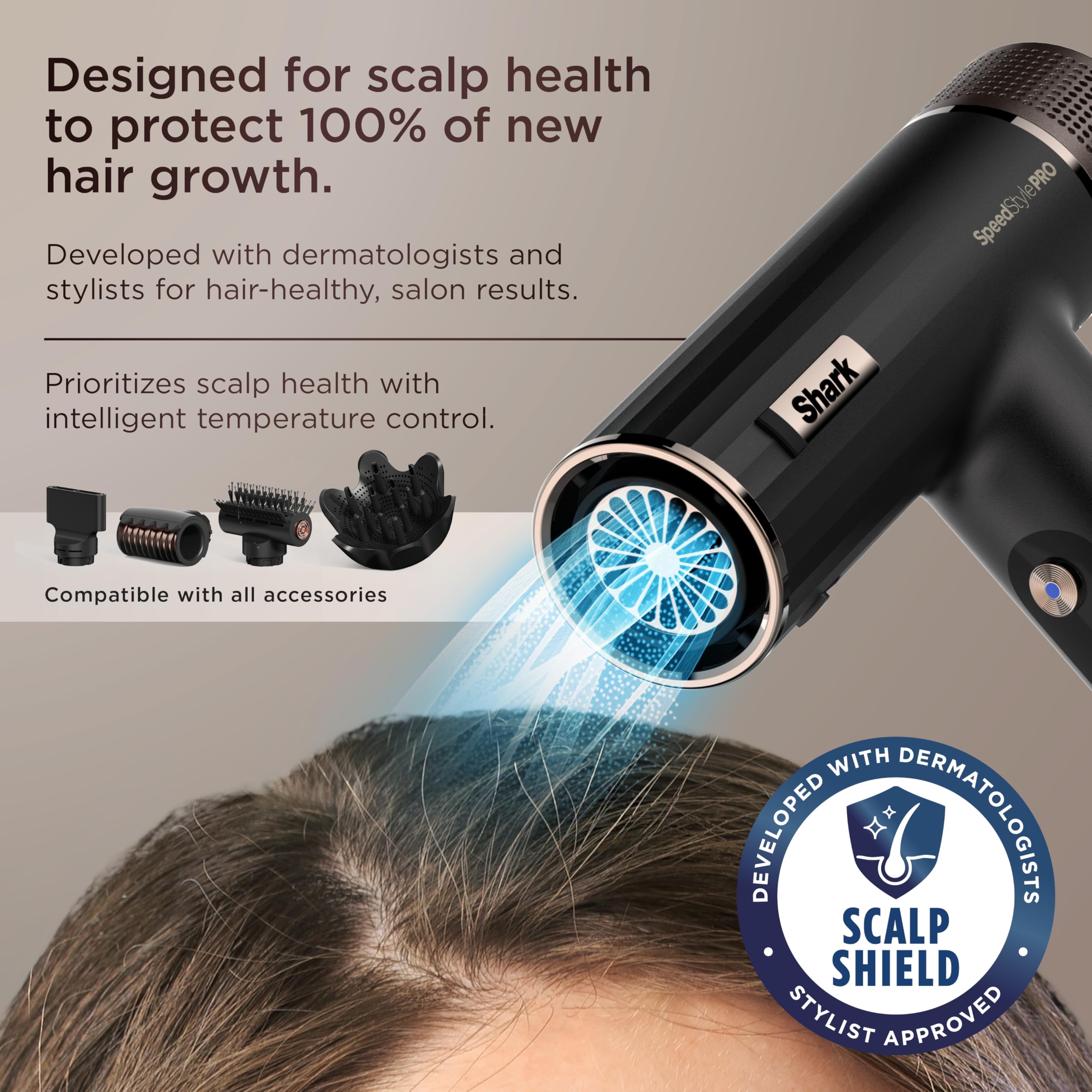 Shark SpeedStyle Pro Professional Hair Dryer - High Velocity Ionic Blow Dryer with Scalp Shield & IQ Speed Technology for Curly, Coily Hair - Lightweight, No Heat Damage (HD732) - Perfect for Salon Styling & Home Hair Care