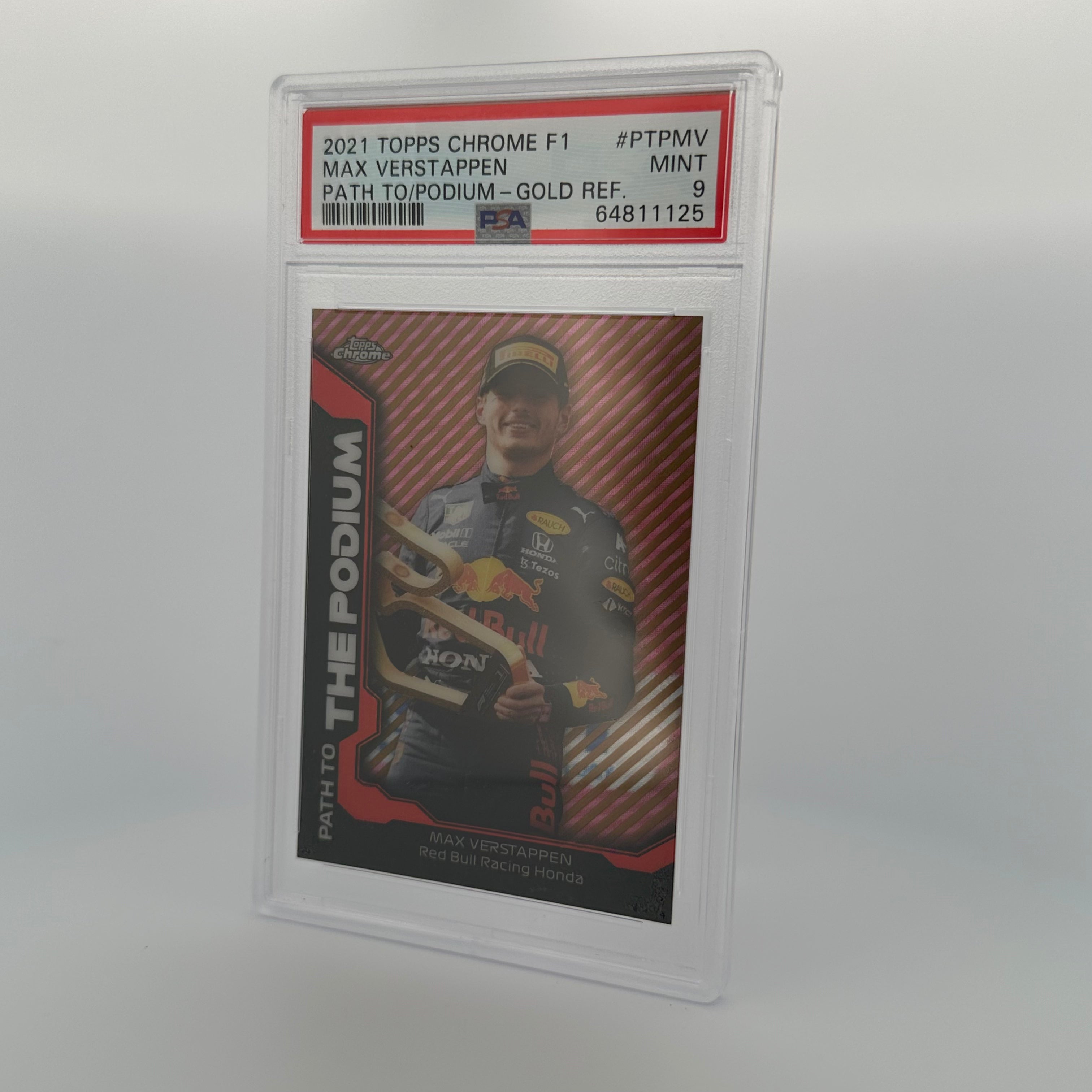 PSA 9 27/50 MAX VERSTAPPEN PTPM PATH TO THE PODIUM GOLD REFRACTOR - Rare Trading Card for Collectors & F1 Fans - Perfect for Display, Investment & Racing Memorabilia Collections
