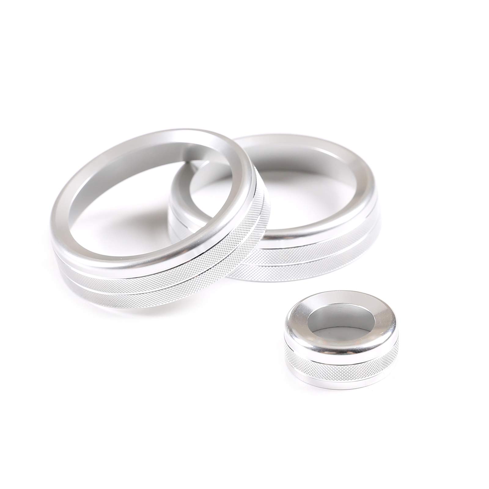Premium Aluminum Alloy Car Interior AC & Volume Knob Covers - Compatible with 2020 Land Rover Defender 110 - Stylish Silver Trim Accessories | Perfect for Customization & Interior Protection