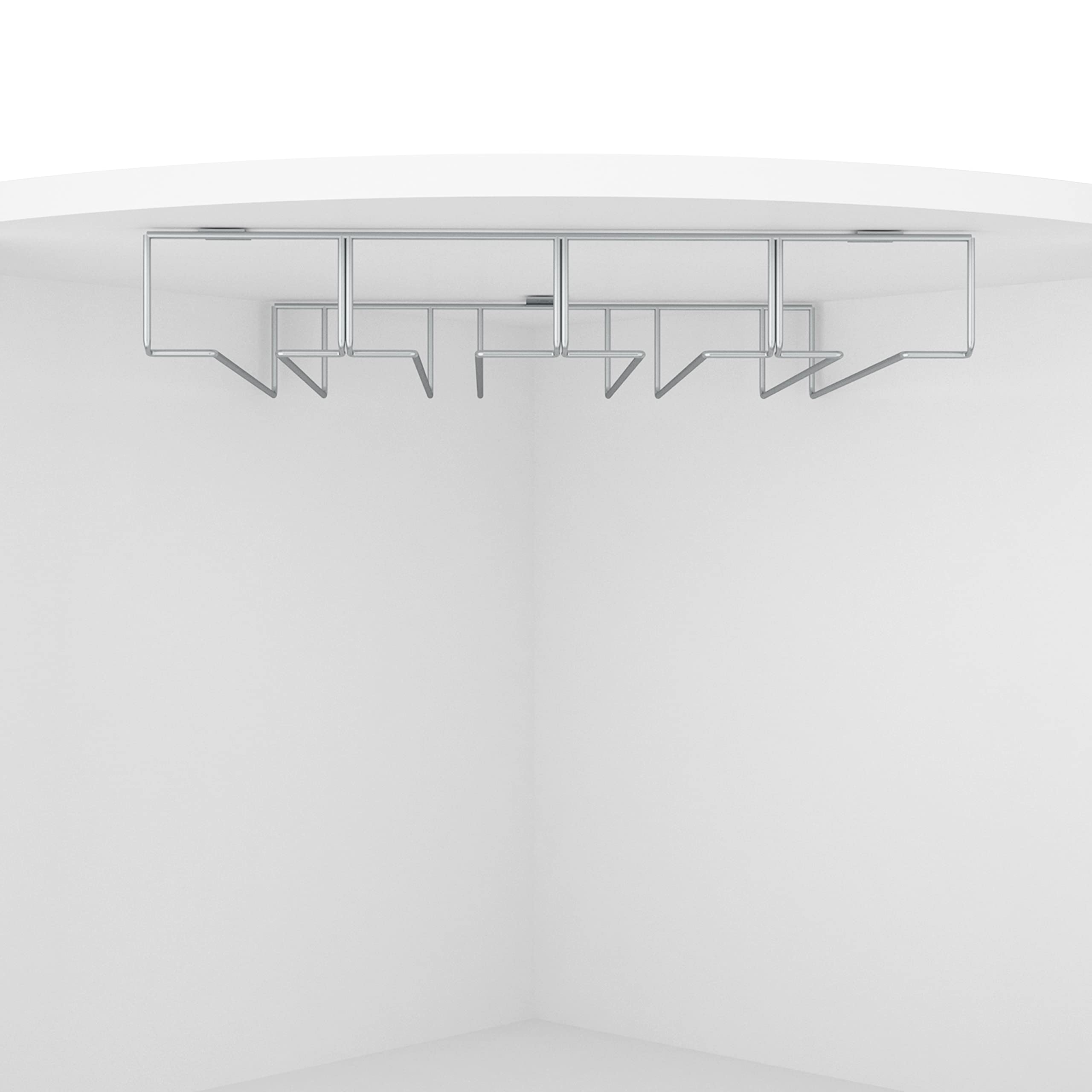 White Seattle Corner Bar Cabinet with 3 Open Shelves, Glass Rack & 8 Bottle Storage - Modern Home Bar Furniture for Living Room, Dining Room or Man Cave