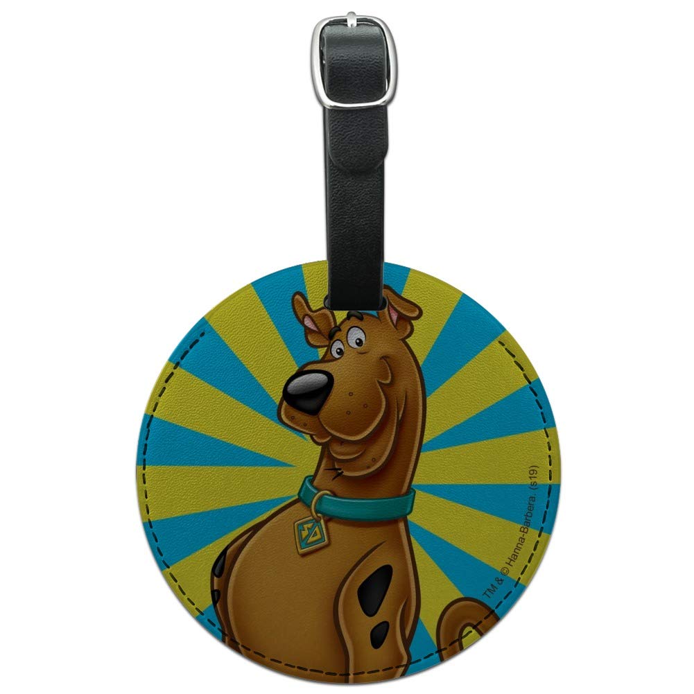 Scooby-Doo Character Round Leather Luggage Tag - Personalized Carry-On ID Tag for Suitcases, Backpacks & Travel Bags - Perfect for Kids & Cartoon Fans Travel Accessories