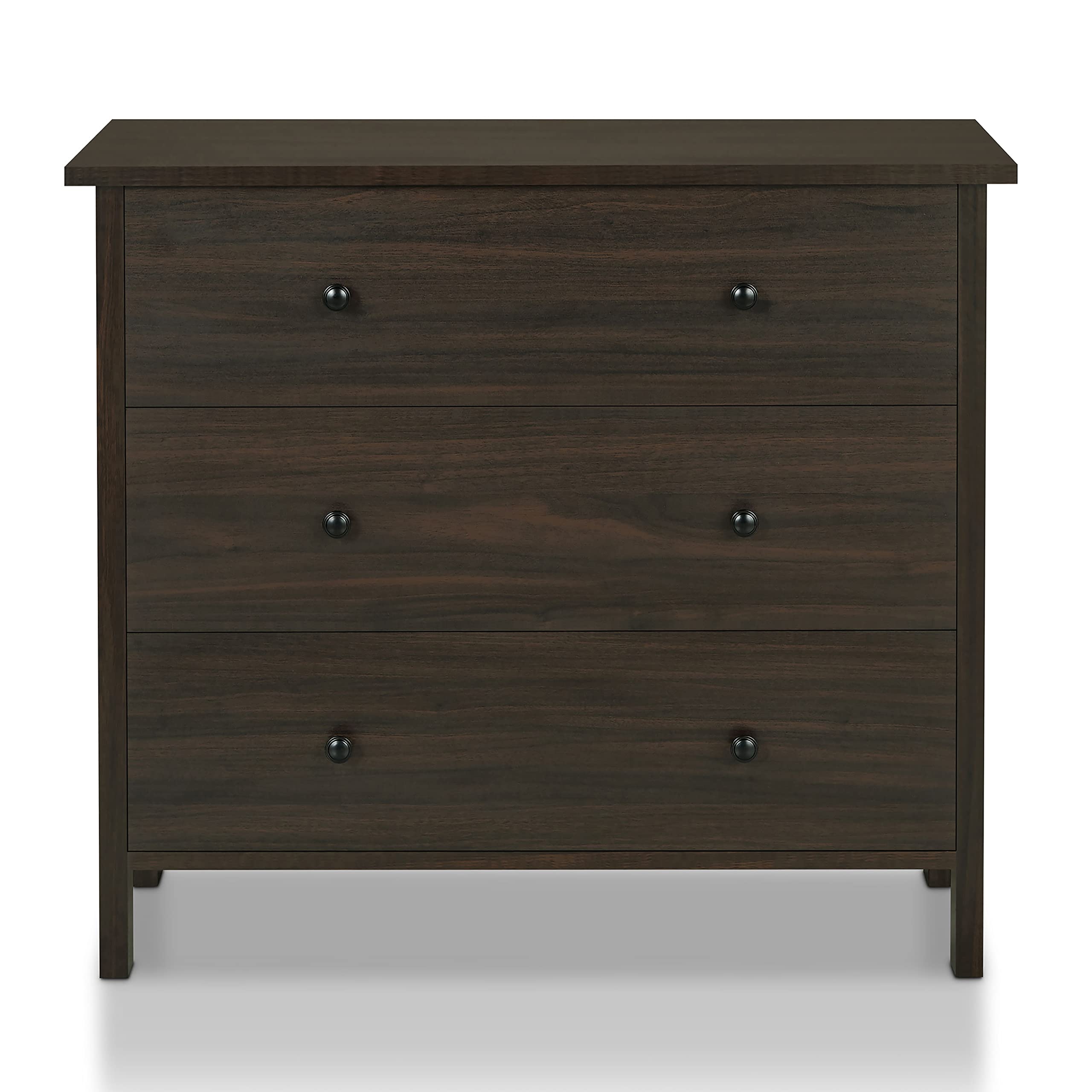 ioHOMES Pelzer Contemporary 3-Drawer Dresser in Wenge Finish - Modern Bedroom Storage Solution for Clothes, Accessories & Home Organization