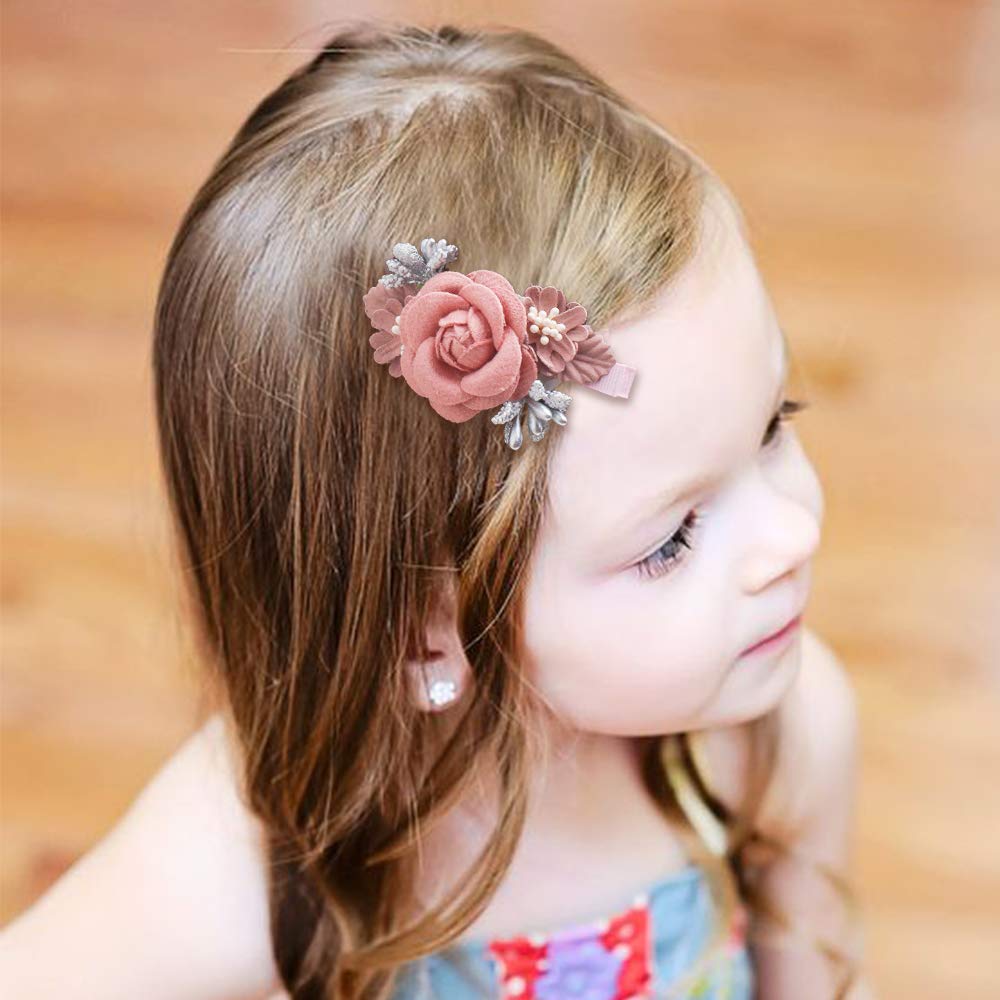 Floral Hair Clips Set for Baby Girls - 3pcs Lightweight Flower Hair Bows with Boutique Lined Alligator Clips | Perfect for Toddlers, Teens & Gift Giving | Birthday Parties, School, Photo Shoots & Special Occasions