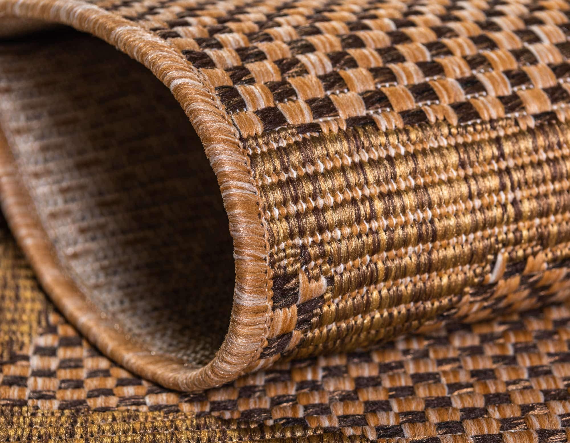 Unique Loom Outdoor Botanical Collection Area Rug - Vine Pattern 7'x10' Rectangle Light Brown/Brown - Perfect for Patio, Deck & Sunroom Decor