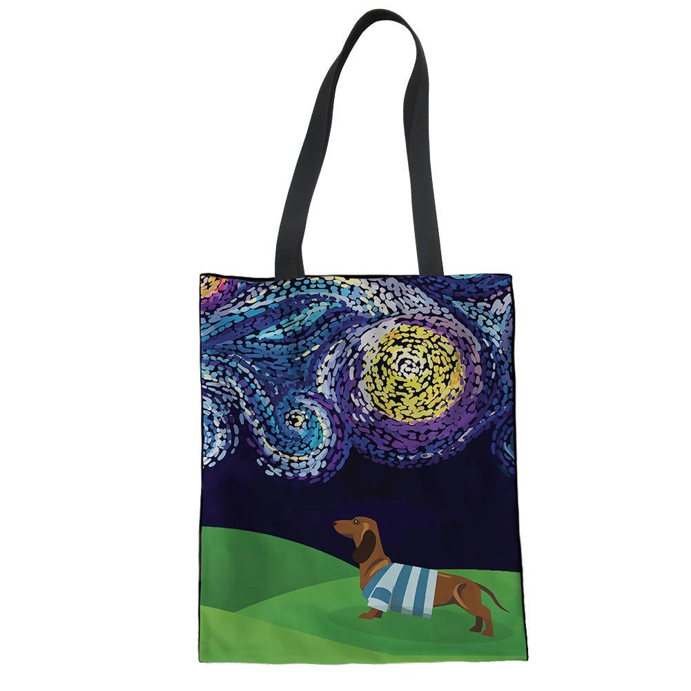 FANCOSAN Reusable Linen Tote Bags - Eco-Friendly Digital Print Canvas Shoulder Bags for Women, Grocery Shopping, Beach, Travel & Outdoor Hiking | Sustainable Cotton Shopping Totes for Everyday Use