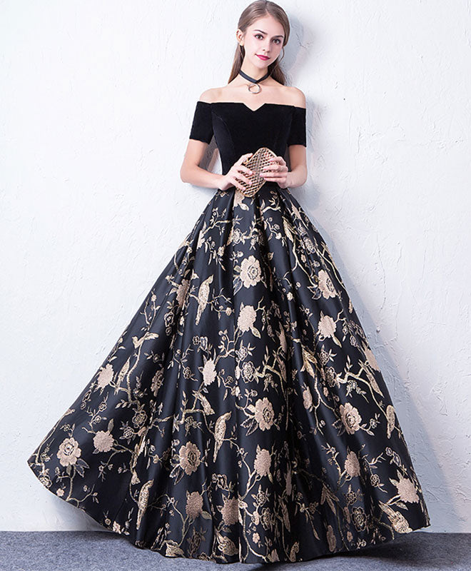 Elegant Black Off Shoulder Long Prom Dress - Formal Evening Gown for Women - Perfect for Homecoming, Ball, and Special Occasions