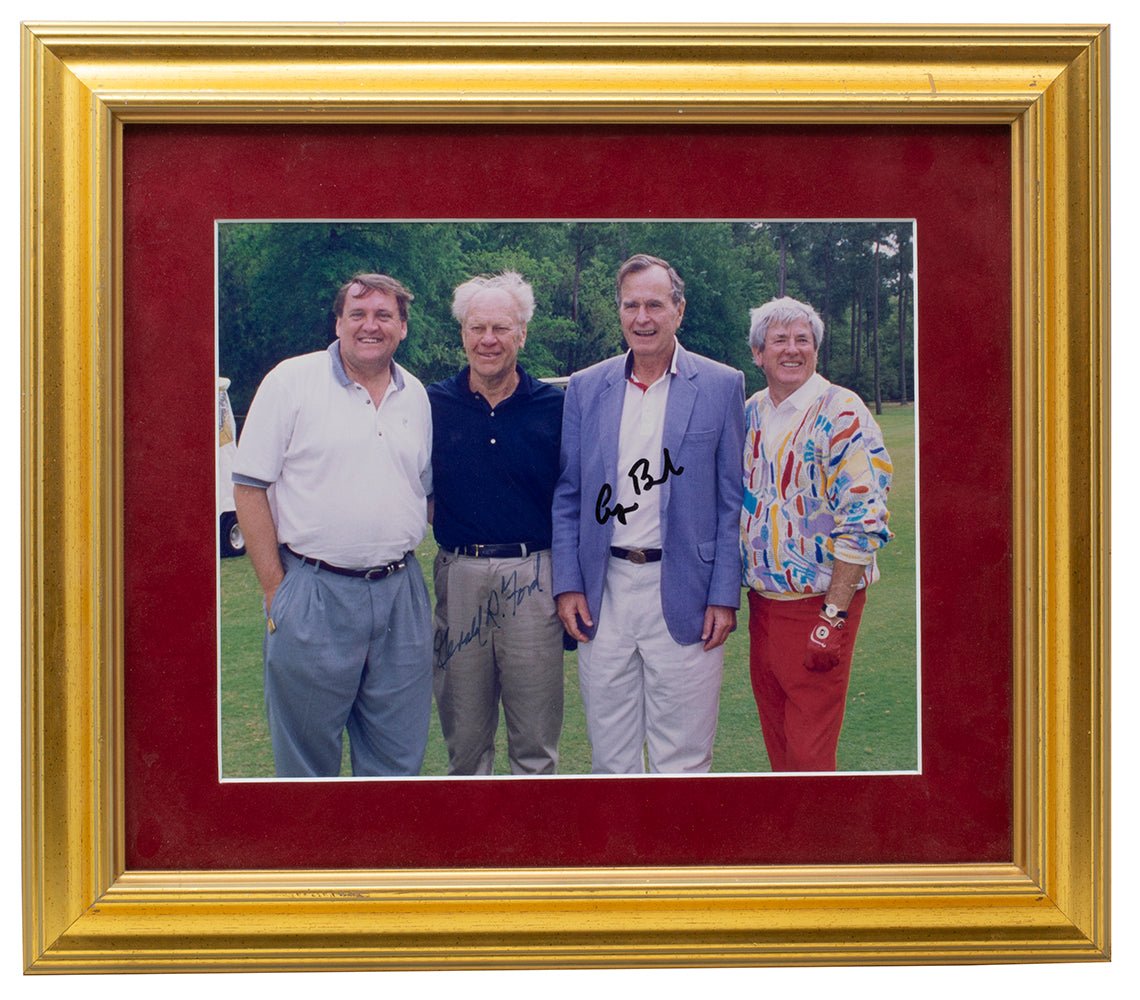 Authentic Gerald Ford & George H.W. Bush Signed Framed 8x10 Photo with BAS LOA - Collectible Presidential Memorabilia for Home Office Decor & History Enthusiasts