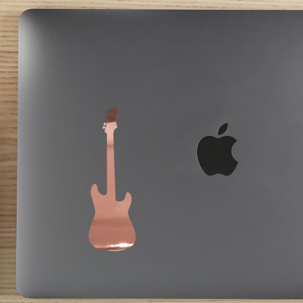Premium Rose Gold Electric Guitar Vinyl Decal Stickers (Set of 2) - Waterproof, Durable for Laptop, Phone, Helmet, Car Window, Bumper, Mug, Cup, Door & Wall Decoration - Perfect for Music Lovers, DIY Home Decor & Gift Giving