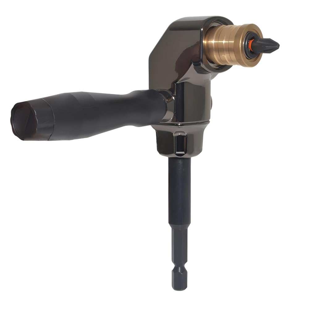 90 Degree Right Angle Drill Attachment - All Metal Body with Detachable ABS Handle - Corner Drill Bit Adapter for Impact Drivers - Perfect for Tight Space DIY Projects & Professional Construction Work