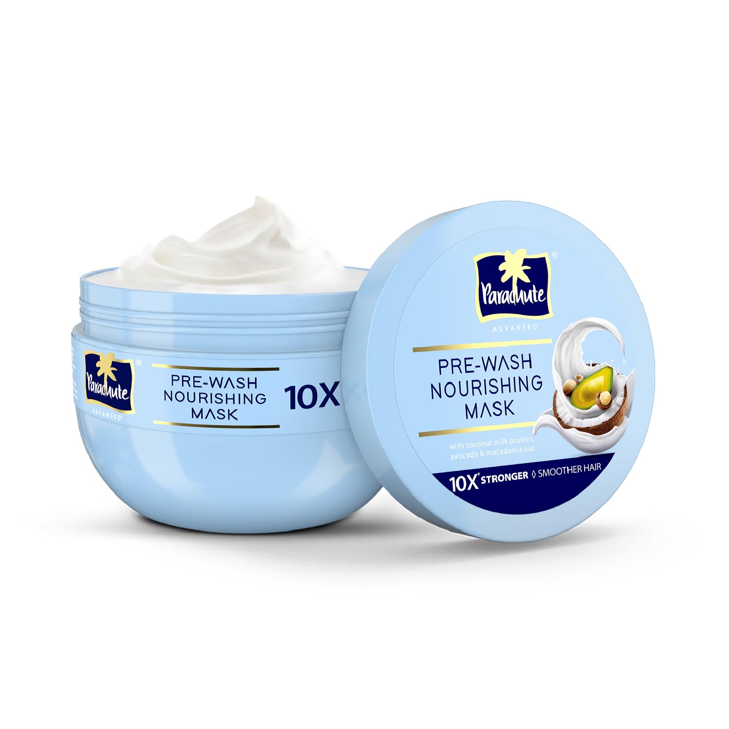 Parachute Advanced Pre-Wash Nourishing Hair Mask with Coconut Milk Protein, Avocado & Macadamia Nut - Deep Conditioning Treatment for Scalp & Hair - 10X Stronger & Smoother Hair - Suitable for All Hair Types - 250ml (1 Count, Blue) - Perfect for Dry, Damaged Hair & Weekly Hair Care Routine