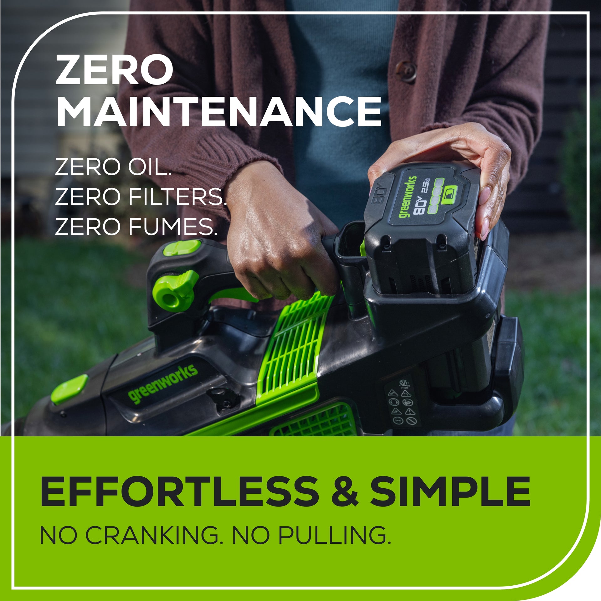 80V 800 CFM Brushless Leaf Blower with 2.5Ah Battery & Charger - Powerful Cordless Yard Cleanup for Lawns, Driveways & Patios