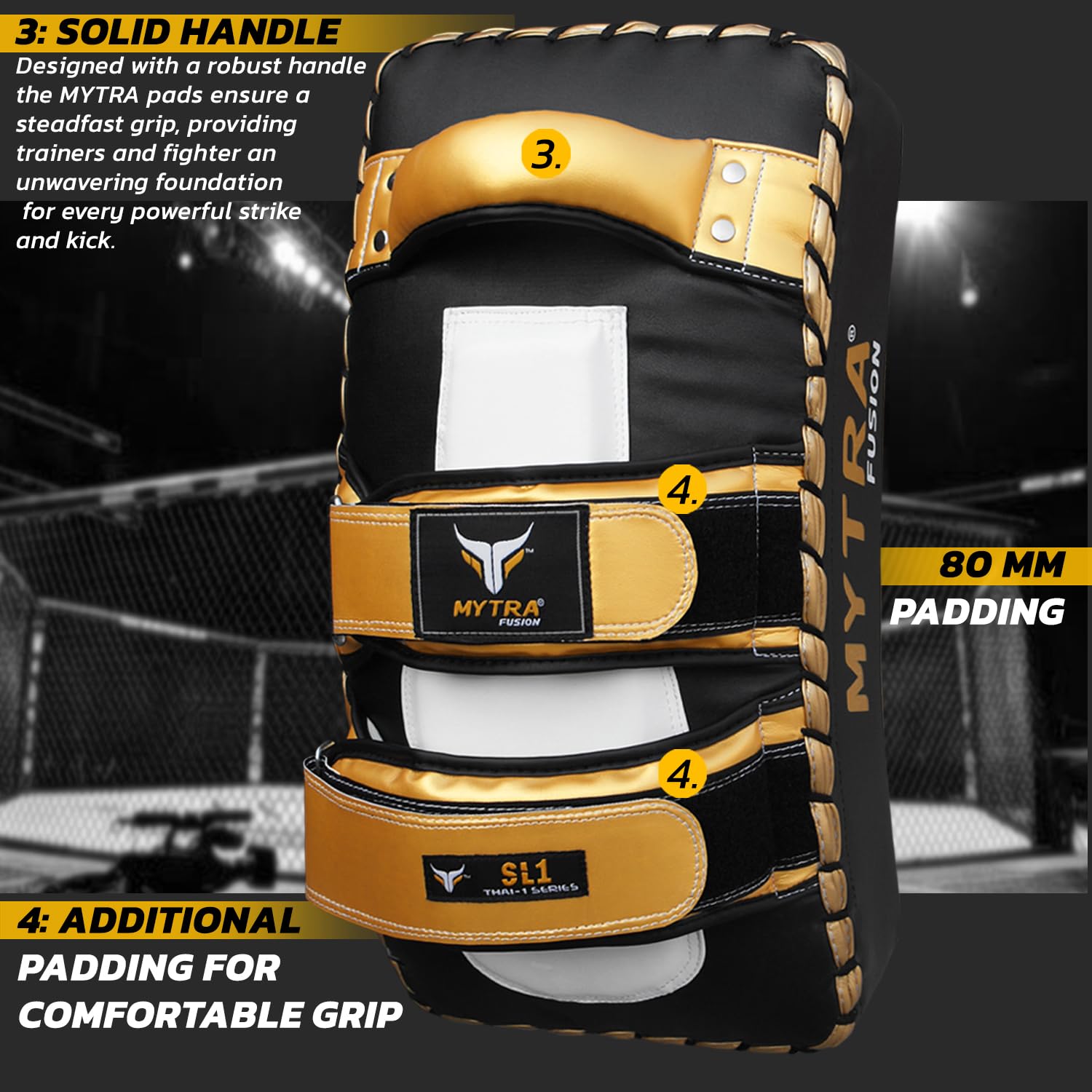 Mytra Fusion Muay Thai Pads - Premium Curved Punching Pads for Boxing, Kickboxing, MMA & Martial Arts Training - Ideal for Home Gym, Combat Sports & Fitness Workouts