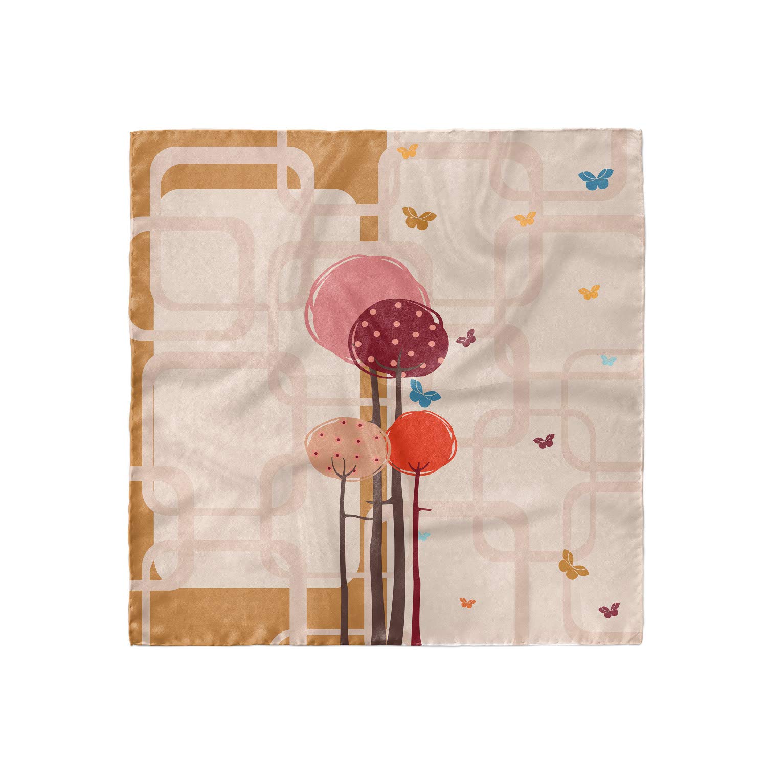 Ambesonne Retro Hair Scarf - Colorful Trees & Butterfly Design, Vintage Head Wrap for Women, Fashion Accessory for Casual, Beach & Boho Style