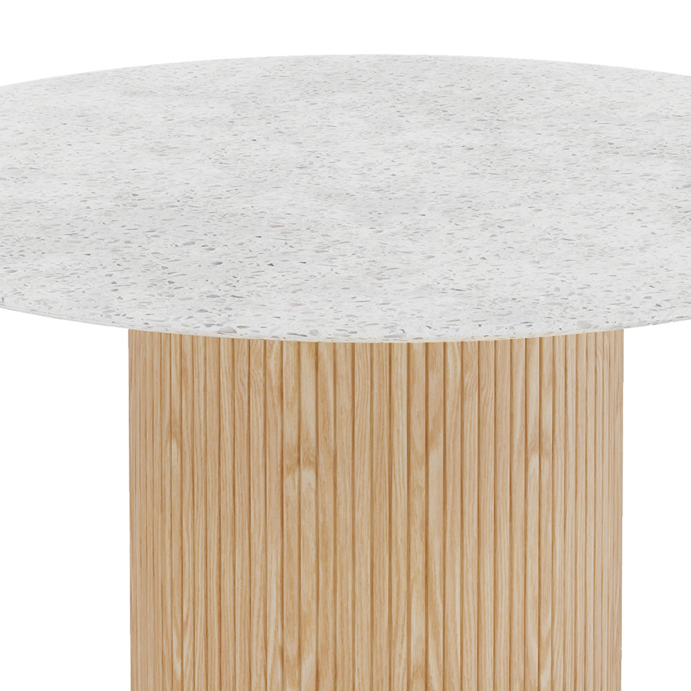 BLANCHE 47-Inch Round Dining Table - Modern Terrazzo Stone Top - Perfect for Small Spaces, Kitchens, and Dining Rooms