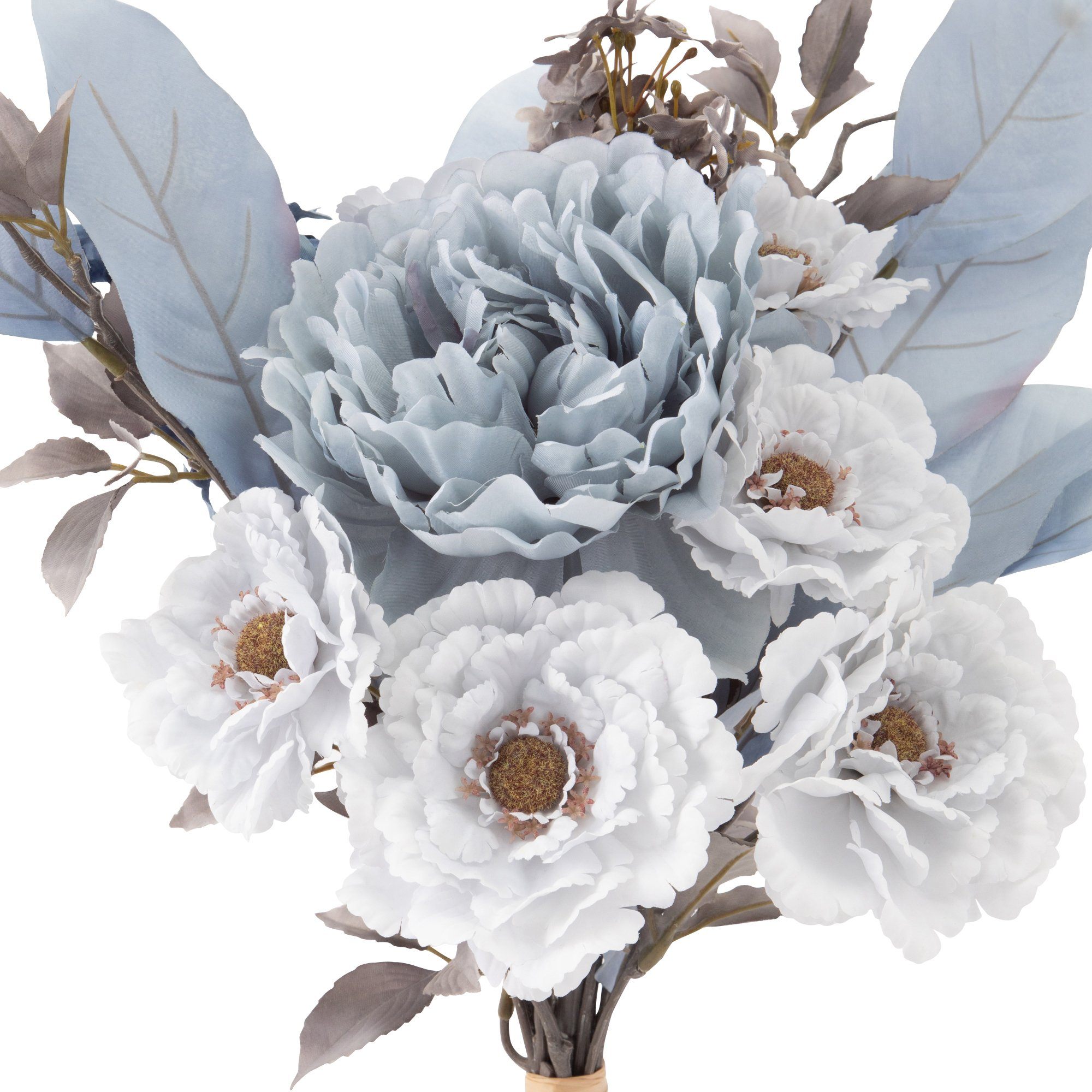 Beautiful Bouquet of Peony and Lilac Leaves in Blue - Perfect for Weddings, Home Decor, and Special Occasions