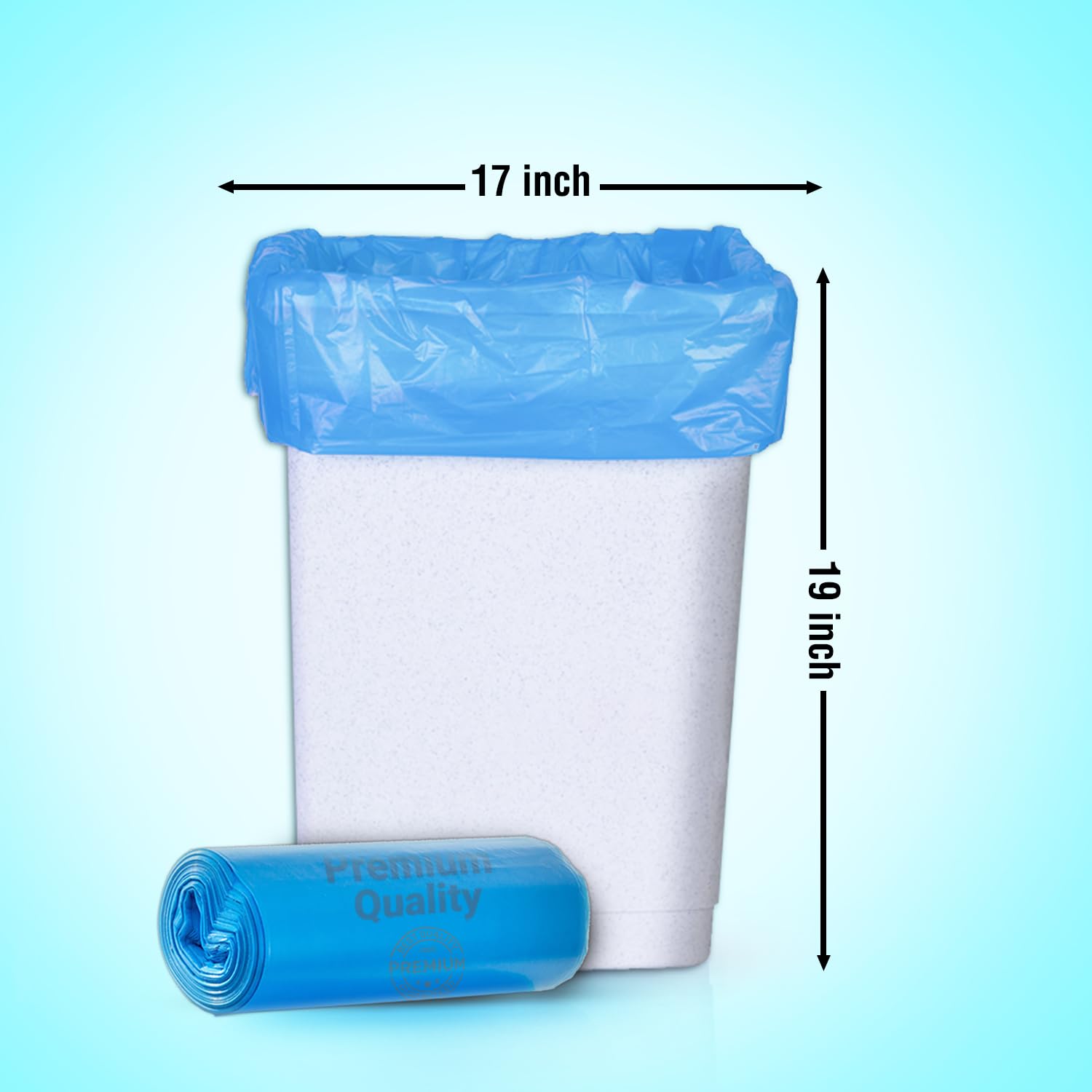 Ezee Plastic Blue Small Garbage Bags 90 Count (30 Bags x 3 Rolls) | 17x19 Inch Trash Bags for Wet & Dry Waste | Heavy Duty Dustbin Covers for Kitchen, Bathroom & Office Use