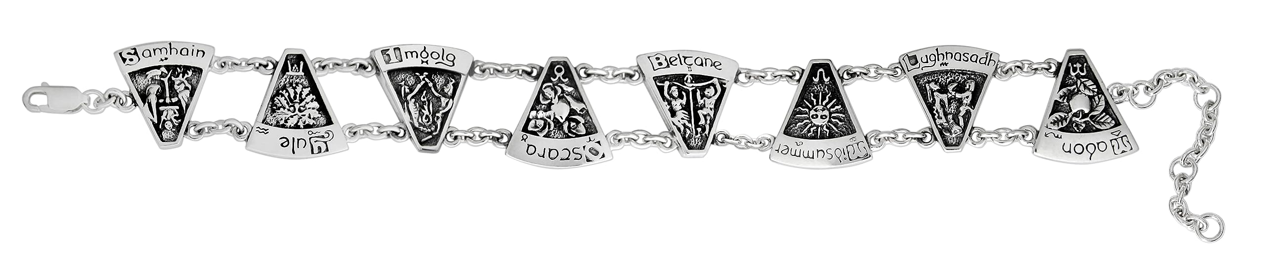 Dryad Design Sterling Silver Pagan Wheel of the Year Bracelet - Handmade Wiccan Jewelry for Sabbat Celebrations & Spiritual Protection