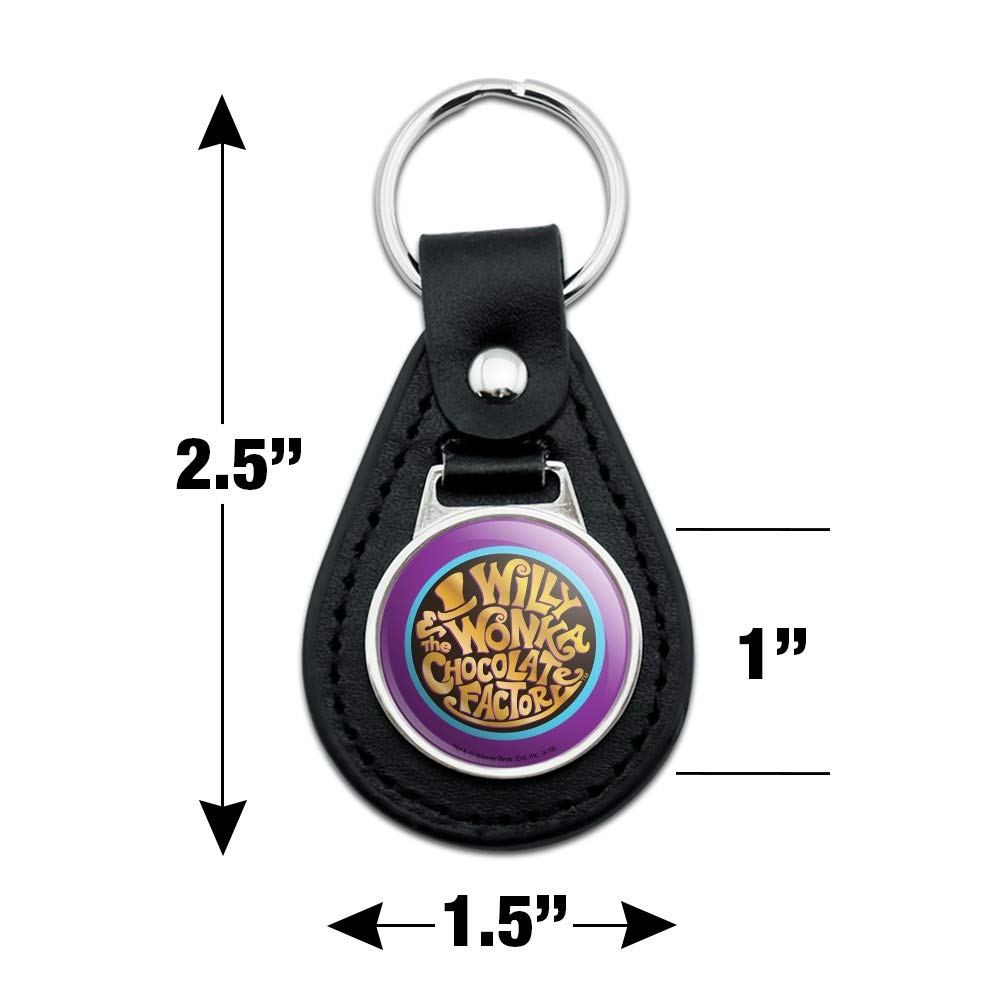 GRAPHICS & MORE Black Leather Willy Wonka and the Chocolate Factory Logo Keychain - Movie Memorabilia Gift for Fans, Collectors & Chocolate Lovers (Perfect for Key Rings, Backpacks, Gifts & Fan Merchandise)
