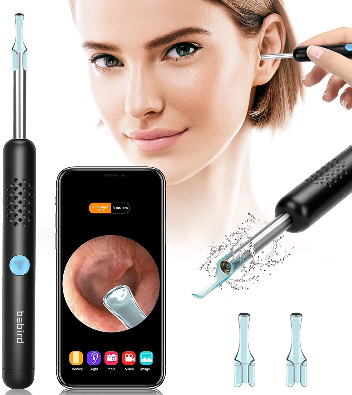 Wireless Ear Wax Removal Tool with 1080P HD Camera - 6 LED Light Otoscope Endoscope Kit for iPhone, iPad & Android Smartphones - Safe Ear Cleaning for Kids & Adults (White) - Perfect for Home Healthcare & Travel Hygiene