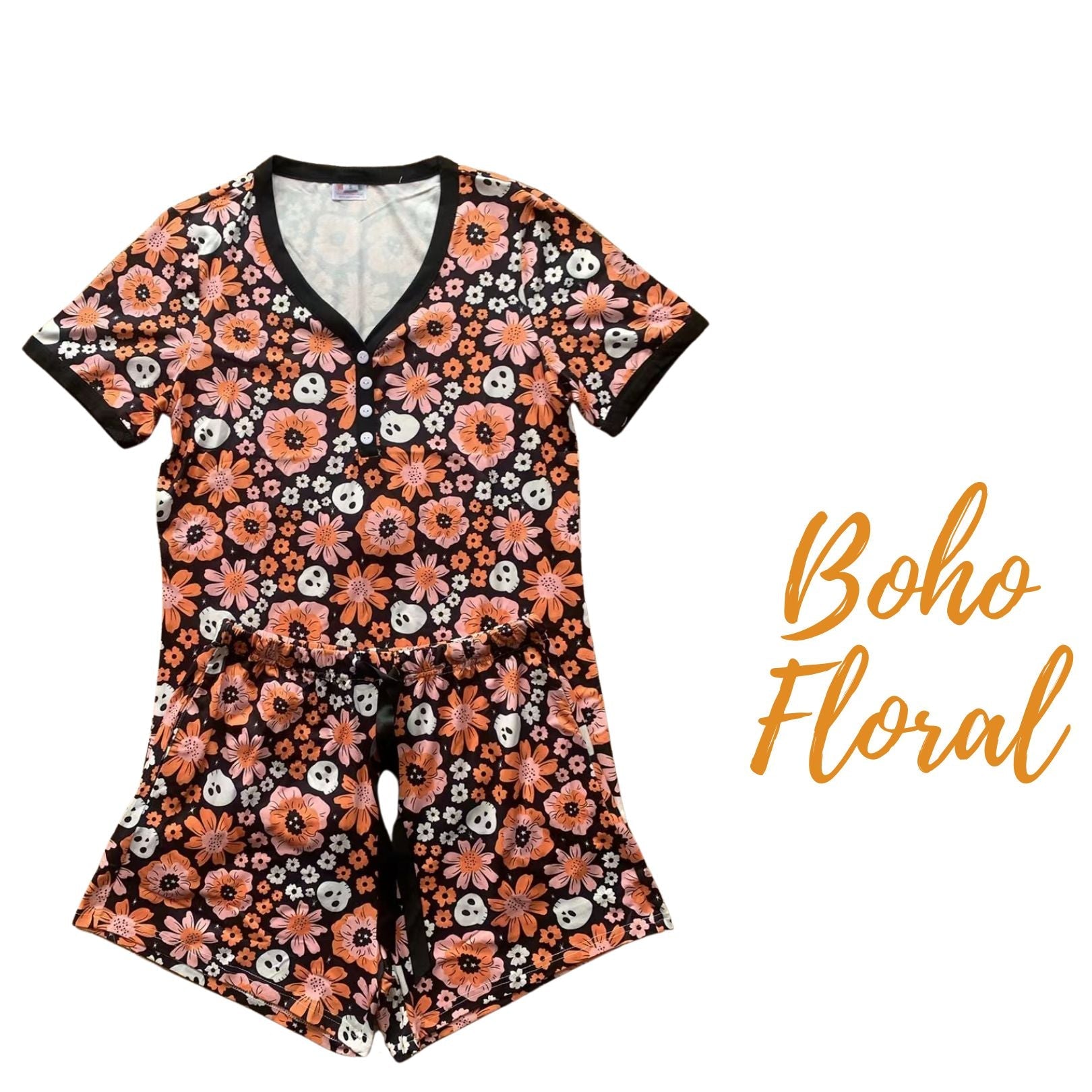 Halloween Pajama Short Set - 5 Cute Print Styles for Women & Kids | Cozy Sleepwear for Halloween Parties & Family Matching Outfits