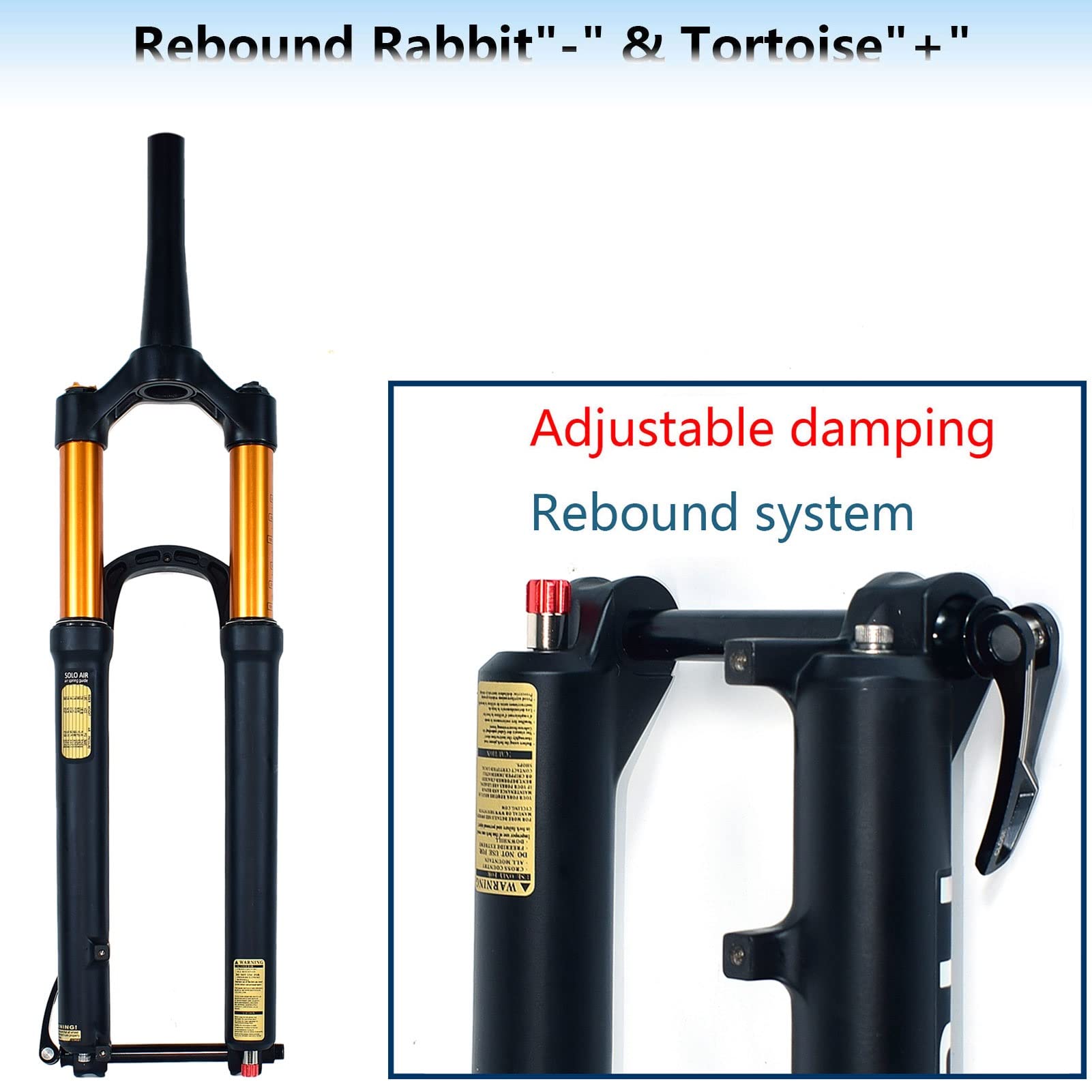 27.5/29 Inch MTB Air Suspension Fork - 15x100mm Thru Axle, 130mm Travel, Rebound Adjustable, Tapered Remote Lock - Perfect for Trail Riding & Mountain Biking Adventures