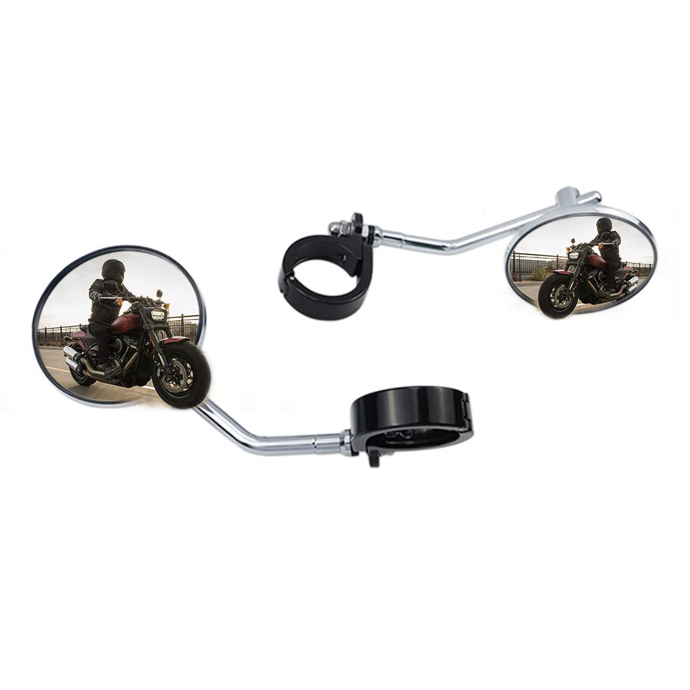 GUAIMI 39-41mm Fork Mount Motorcycle Side Mirrors - Chrome Rearview Mirrors for Harley Sportster XL 883, XL 1200, XL48, 72 Rebel & Bolt Custom Cruisers - Enhances Safety & Style for Urban Commuting & Long Rides