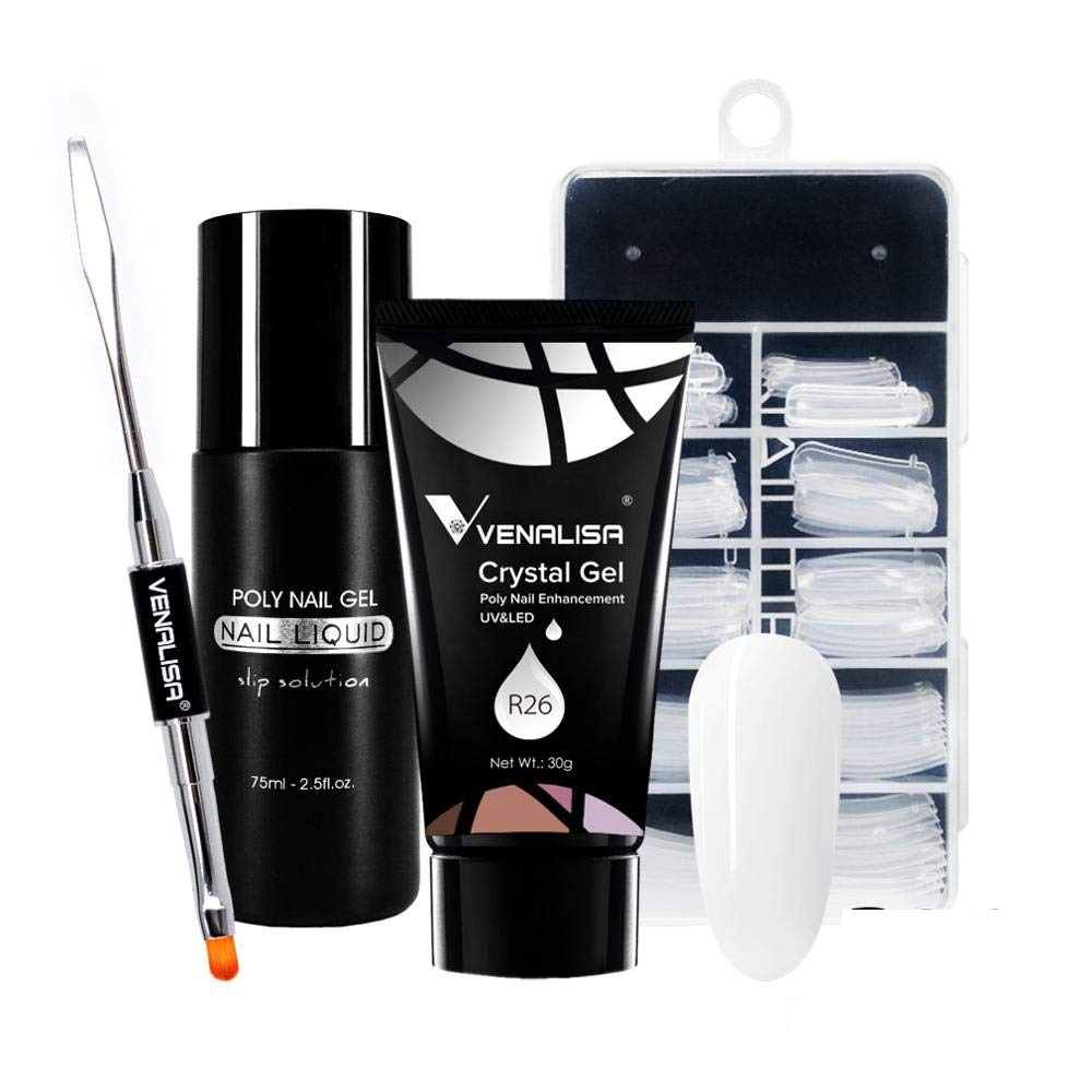 VENALISA R26 30ml Poly Extension Gel - Professional Nail Builder Gel for Strong Nail Enhancements & Extensions | Includes Slip Solution & Application Tools | Perfect for Salon, DIY Manicures & Nail Art