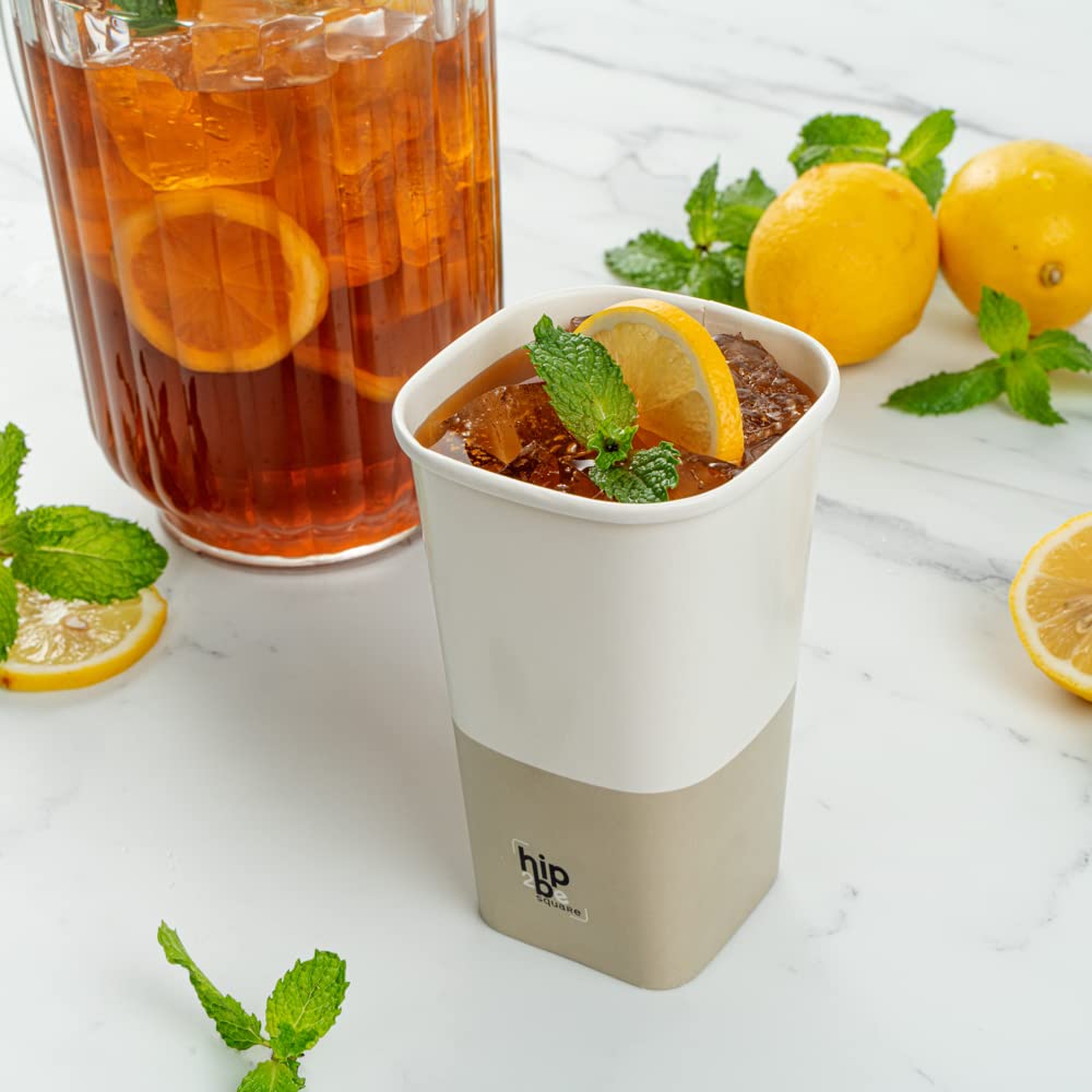 Restaurantware Hip 2 Be Square 16oz Paper Coffee Cups - Leakproof, Reusable, Double PE Lined for Hot & Cold Drinks (Lids Sold Separately) - Perfect for Coffee Shops, Offices, and Catering Events