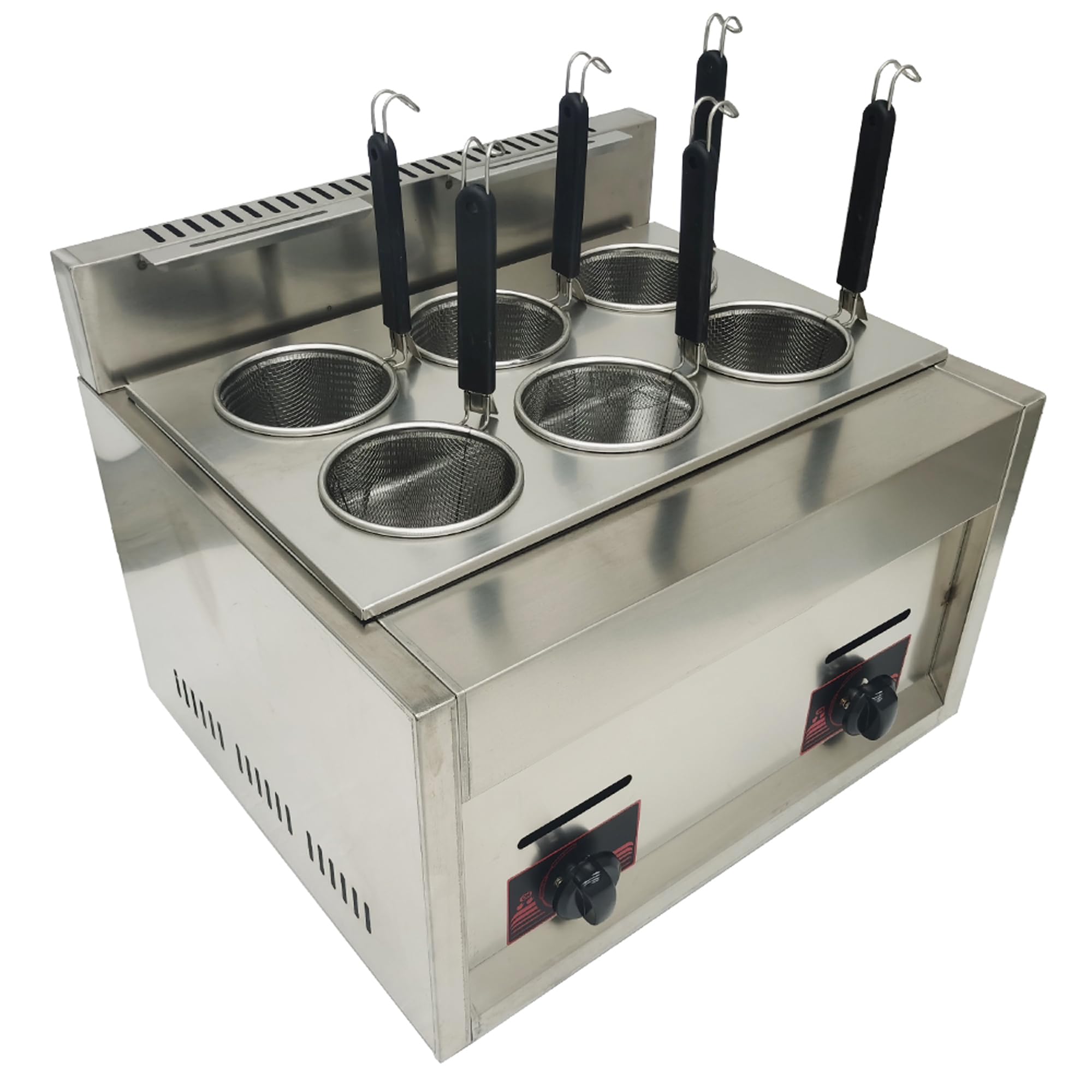 Commercial 6-Hole Pasta Cooking Machine with Noodle Filter - TECHTONGDA LP Gas Table Top Noodle Cooker for Macaroni, Dumplings & Vegetables | Perfect for Restaurants, Hotels & Catering Businesses