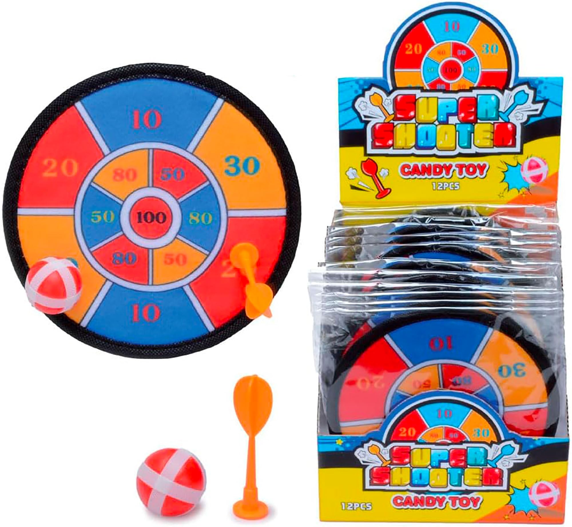Super Shooter Candy Toys - 12-Piece Dart Set with Fruit Candy for Kids | Fun Indoor & Outdoor Games for Parties and Family Gatherings
