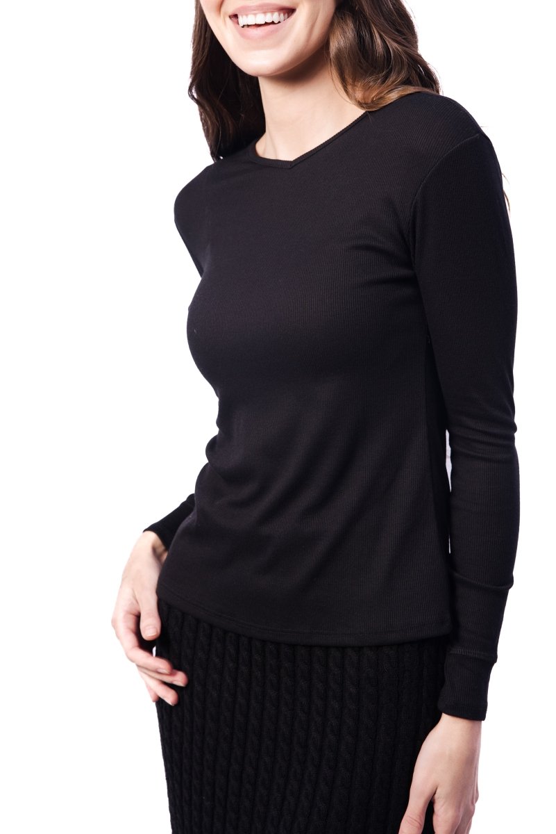 ROMI Women's Long Sleeve Tops - Soft Stretch Casual Shirt Blouse (Black) | Perfect for Work, Office, Date Night & Everyday Wear