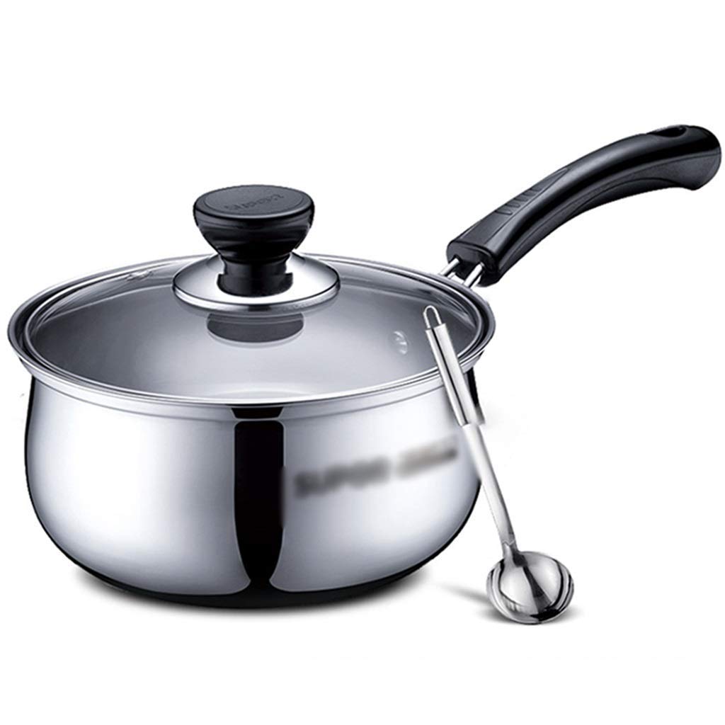 Premium 304 Stainless Steel Glass Lid Braising Pan - 2QT Soup Pot with Ergonomic Handle for Cooking, Stewing & Serving - Perfect for Soups, Noodles, Sauces & Kitchen Use (Silver, 2000ml)