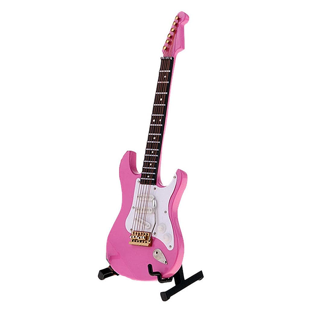 Engravable Pink Mini Electric Guitar Model - 18cm Wooden Music Gift for Girlfriend, Birthday, Musicians | Perfect for Home Decor, Music Lover's Collection & Special Occasion Gifts