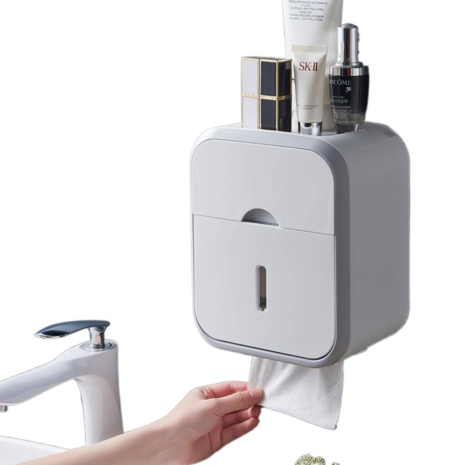 MOUMO Toilet Paper Holder - Wall-Mounted Tissue Box Storage Rack with Punch-Free Design for Bathroom & Kitchen | Perfect for Home, Office, and RV Use