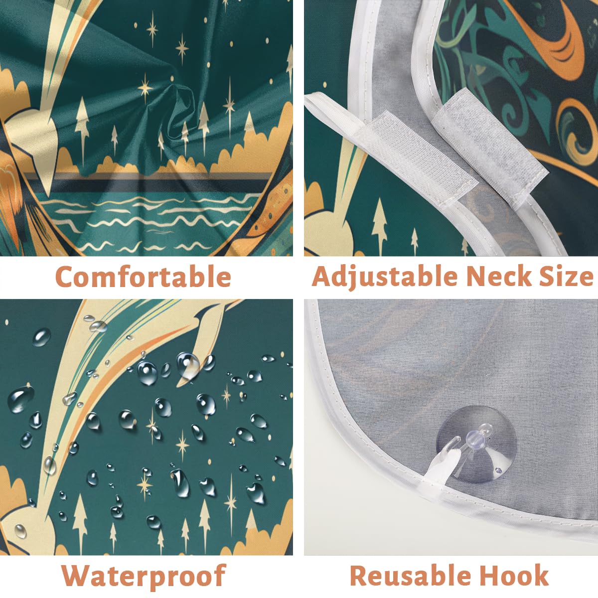 Stylish Ocean Dolphin Beard Shaving Bib for Men & Women - Waterproof Makeup & Hair Dye Apron, Barber Cape for Haircut & Beard Trimming - Perfect Sink Hair Catcher & Grooming Accessory for Salons & Home Use