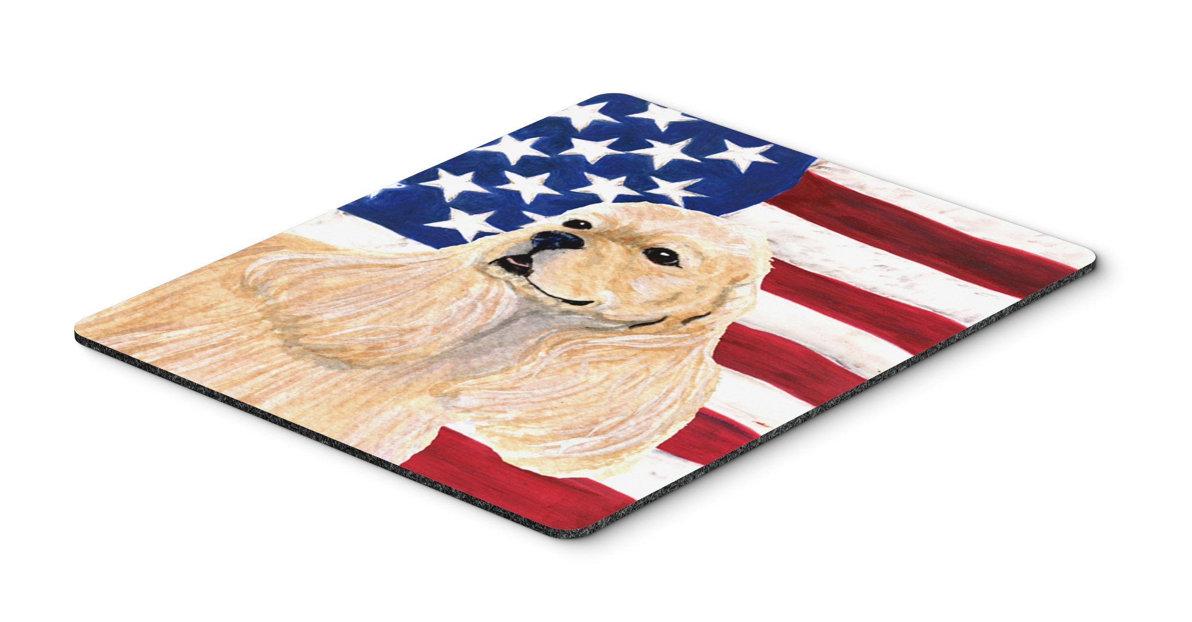 USA American Flag with Cocker Spaniel Mouse Pad - Non-Slip Large Desk Mat for Home Office, Gaming & Computers | Washable Mousepad & Hot Pad Trivet for Kitchen | Perfect for Work, School & Decor