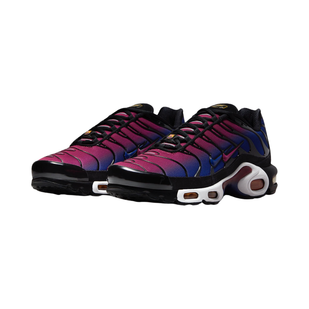 Nike Air Max Plus x Patta x Barcelona FC Culers de Mon Sneakers - Fuchsia, Deep Royal Blue, Black & White | Limited Edition Collaboration | Perfect for Streetwear, Sneaker Collectors & Football Fans