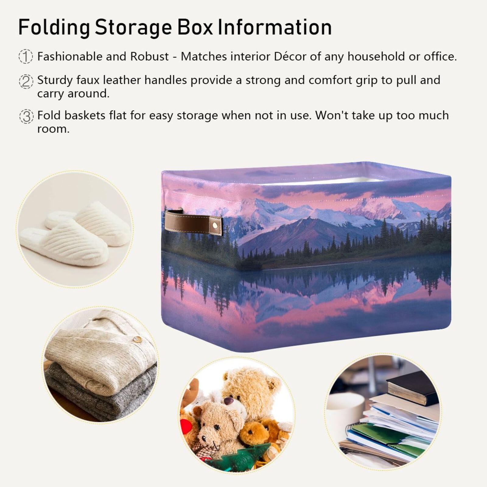Large Fabric Storage Bins with Handles - Collapsible Closet Organizers & Decorative Baskets for Shelves, Clothes, Toys & Home Organization - Perfect for Bedroom, Nursery & Living Room Storage Solutions