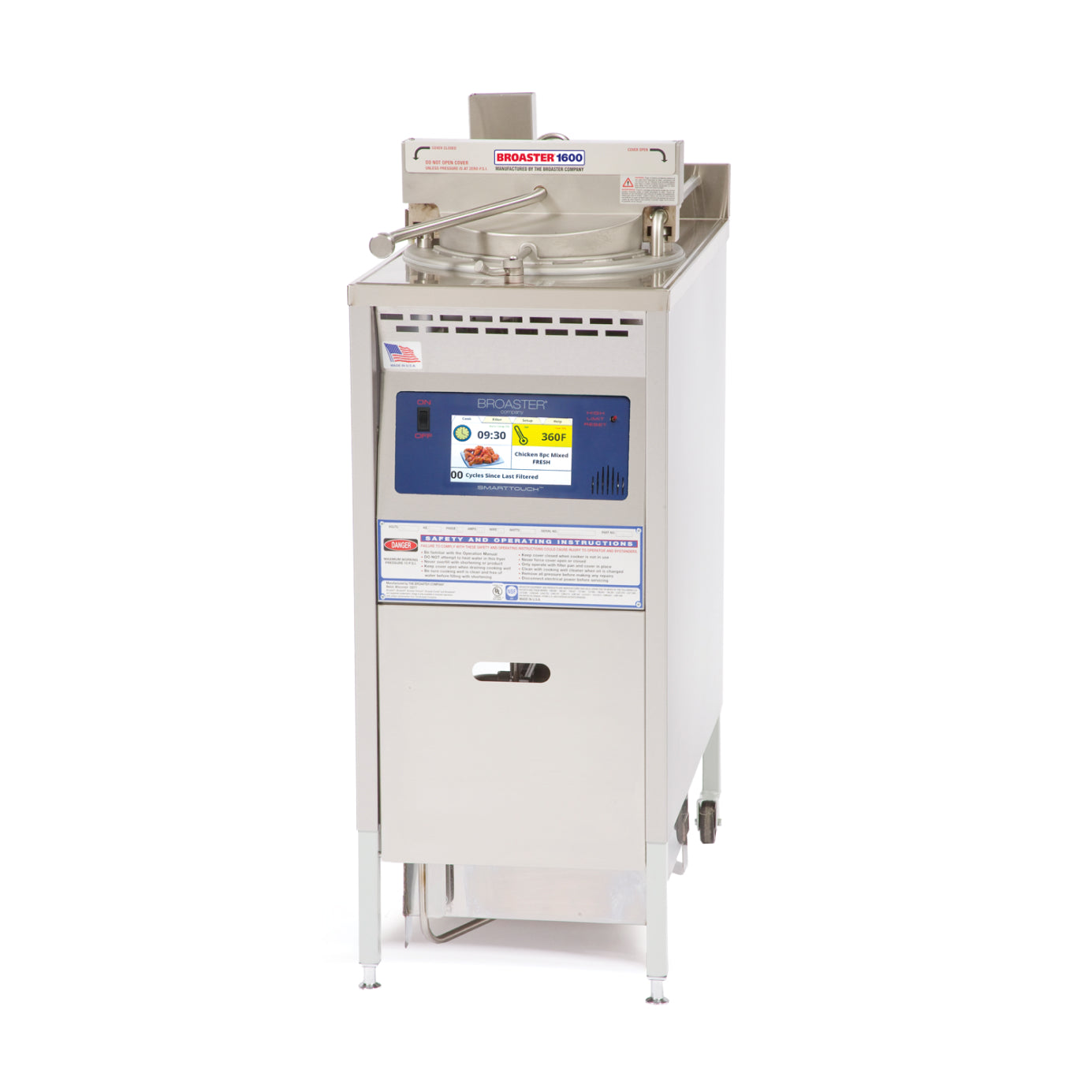 Broaster 1600E ST 21 lb Electric SmartTouch Pressure Deep Fryer 208/240V - Commercial Restaurant Kitchen Equipment for Fast Food, Chicken Wings & French Fries