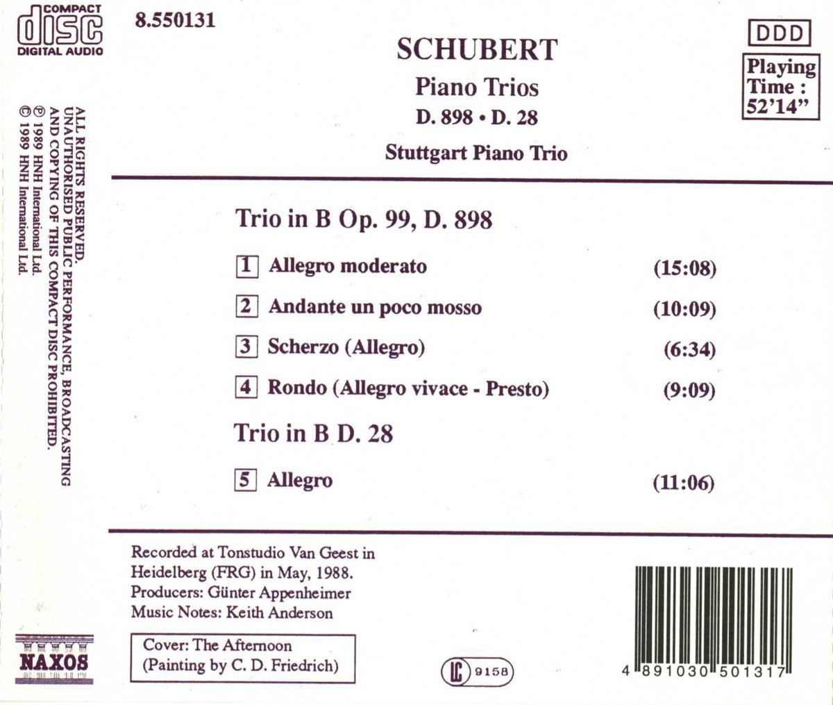 Piano Trios D 28 & D 898 by Schubert - Classical Music for Piano, Violin & Cello - Perfect for Concerts, Recitals & Home Performances