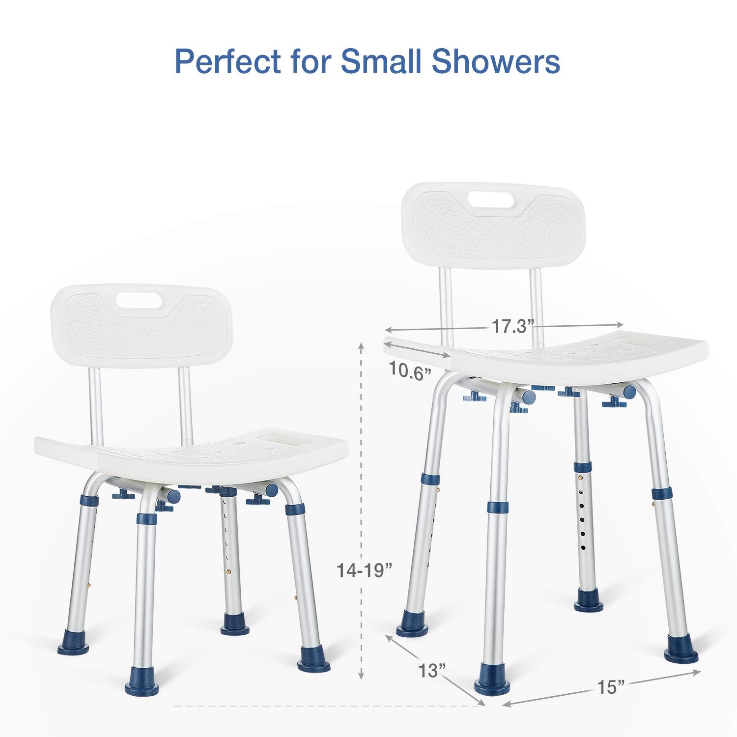 GreenChief Adjustable Shower Chair with Removable Back - Lightweight Bath Stool for Seniors & Disabled (300lb Capacity) | Safe Non-Slip Shower Seat for Small Spaces, Narrow Tubs & Elderly Bathing Assistance