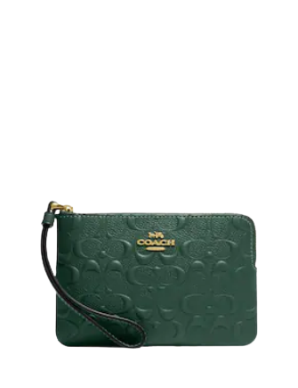 Coach Corner Zip Wristlet in Signature Leather - Stylish Crossbody Wallet for Women, Perfect for Everyday Use, Travel & Night Out
